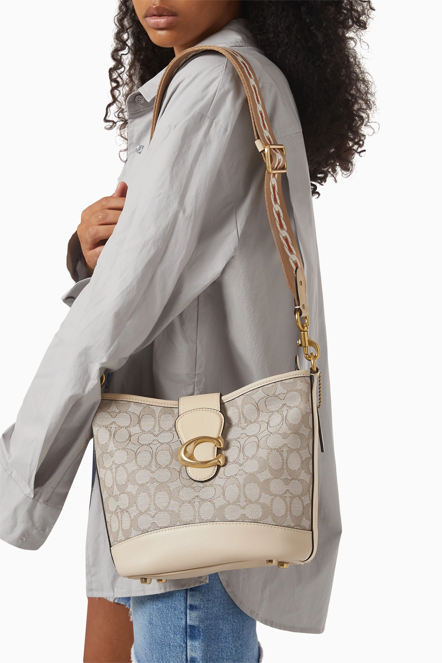 Shop Coach White Tali Bucket Bag in Signature Jacquard for WOMEN | Ounass  Bahrain