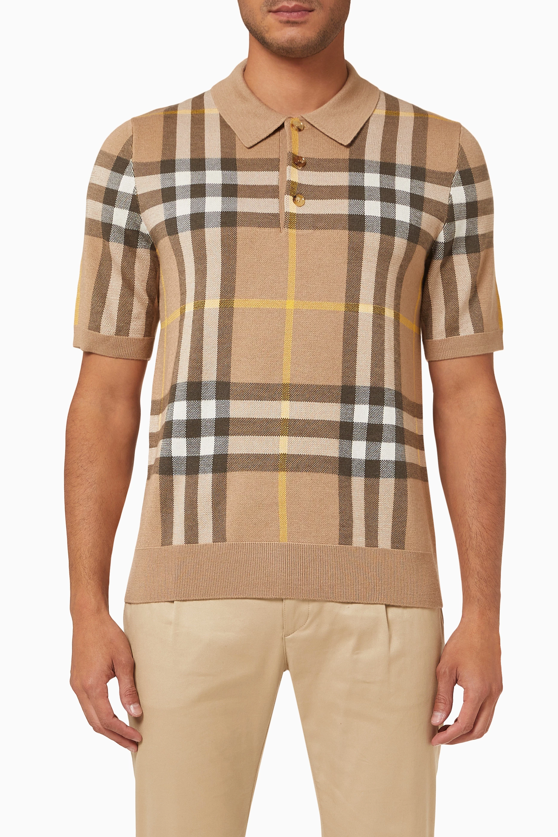 Burberry vintage check merino wool clearance polo shirt