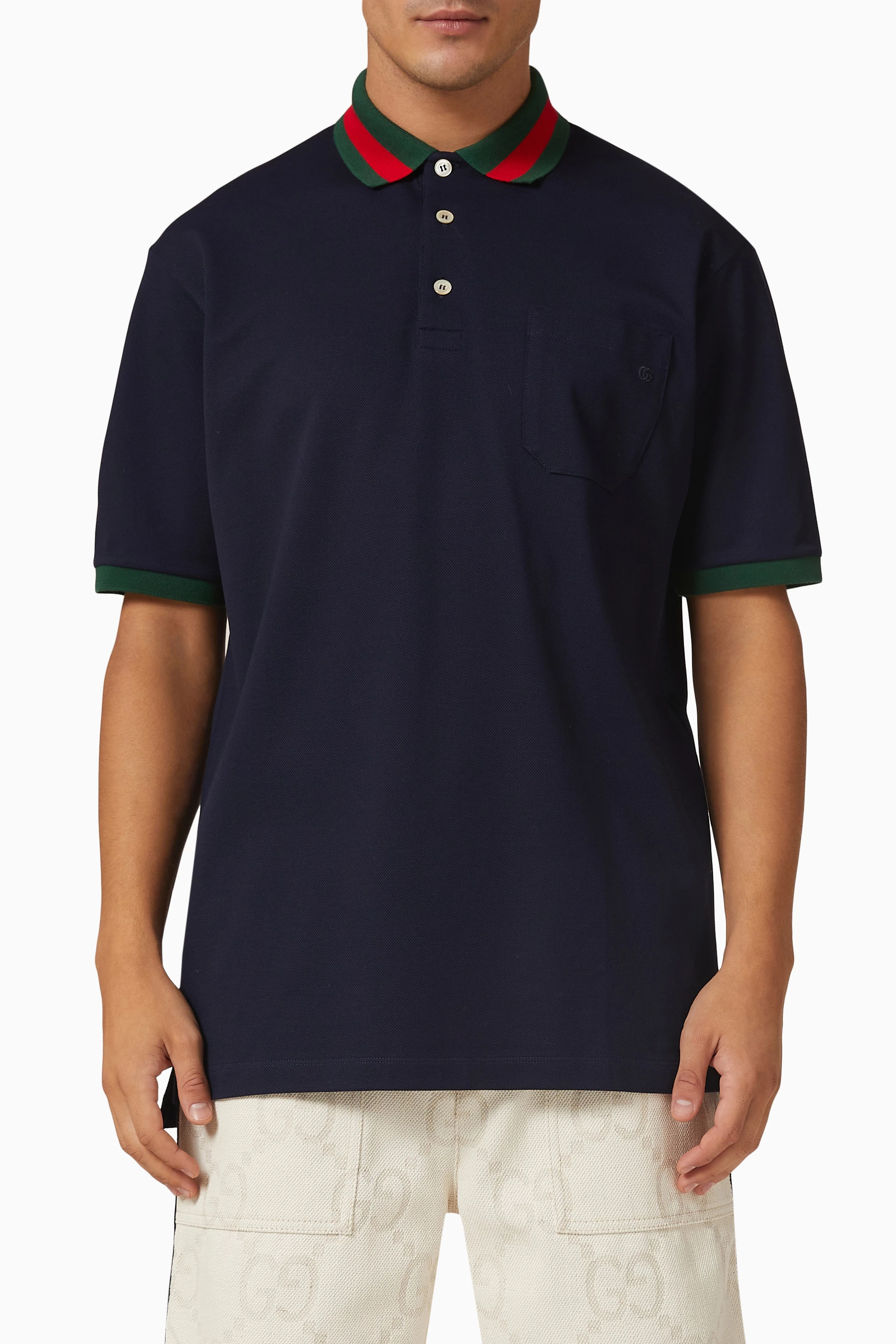 Gucci cotton polo with new arrivals web collar