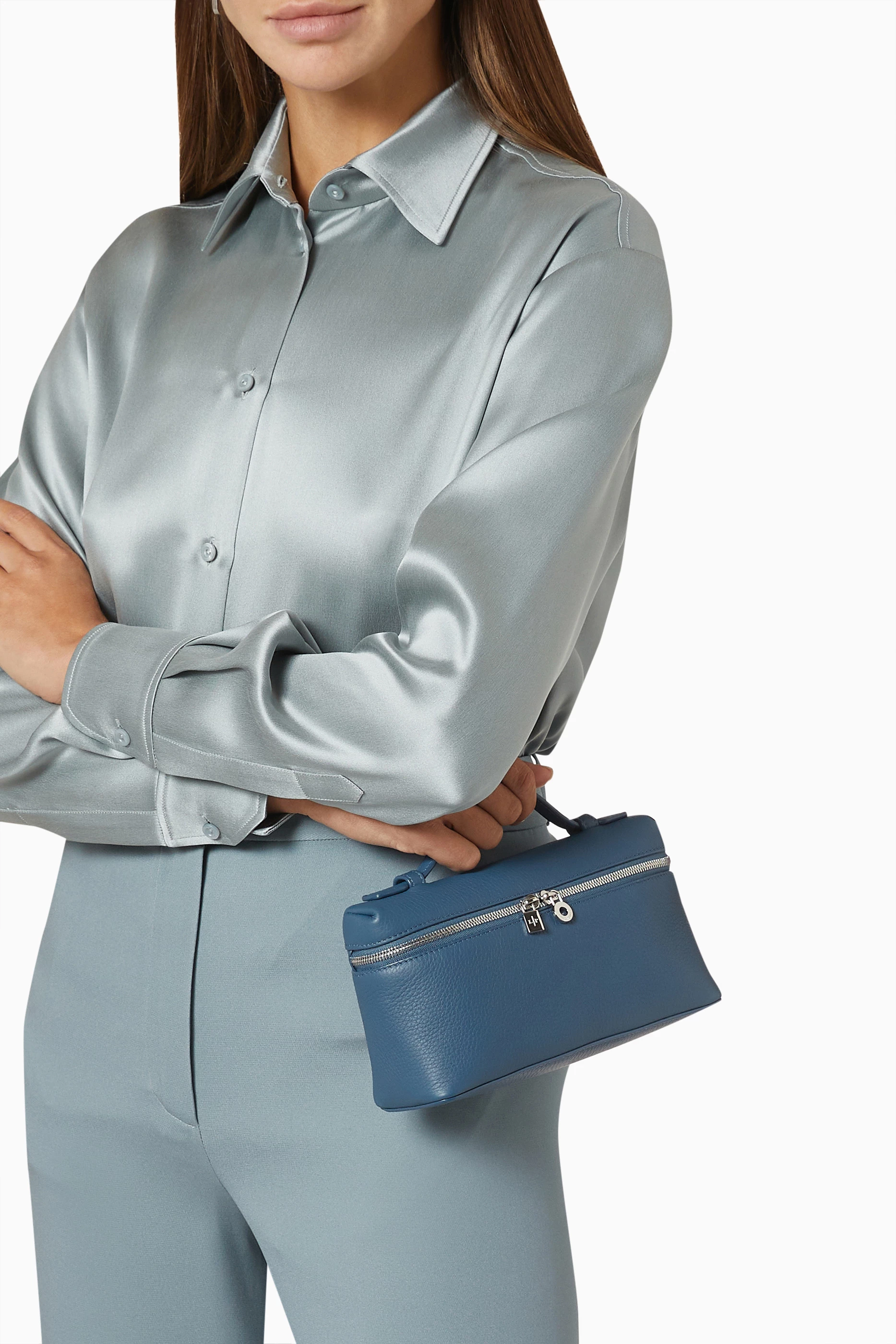 Loro Piana Bags Offer In Dubai - Blue Extra Pocket L19 Pouch Womens
