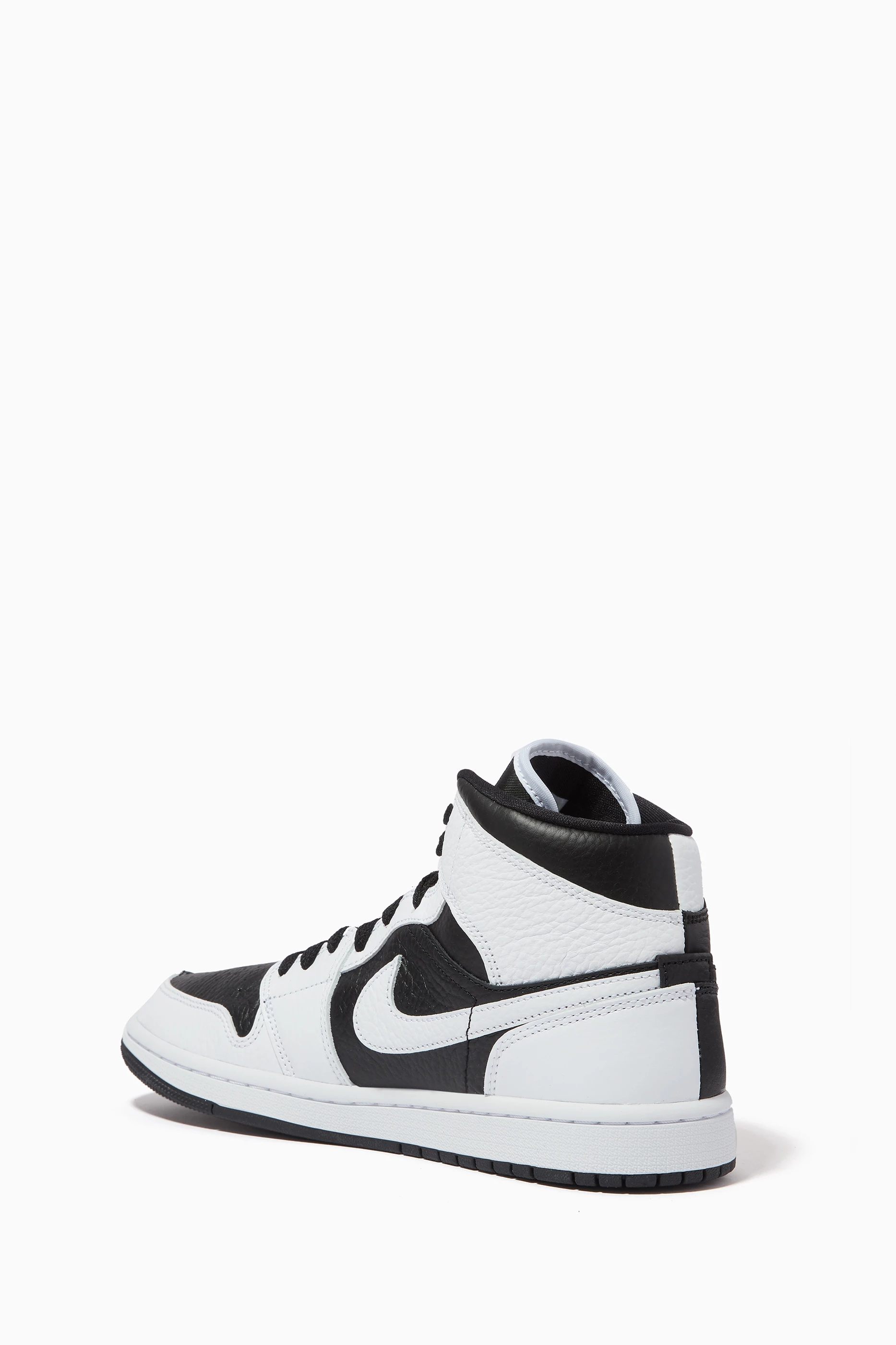 Buy Jordan Black Air Jordan 1 Mid top Sneakers in Leather for