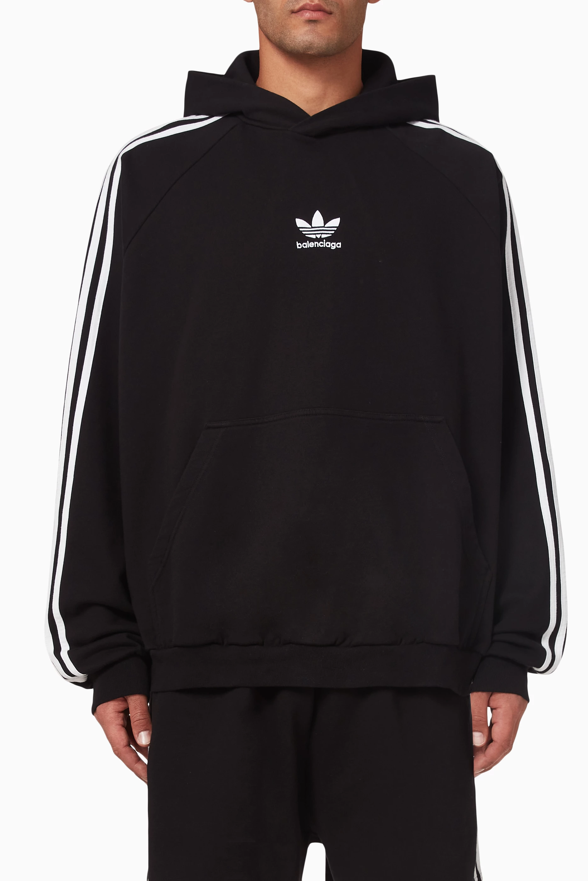 Buy Balenciaga Black x Adidas Large Fit Hoodie in Cotton Terry for