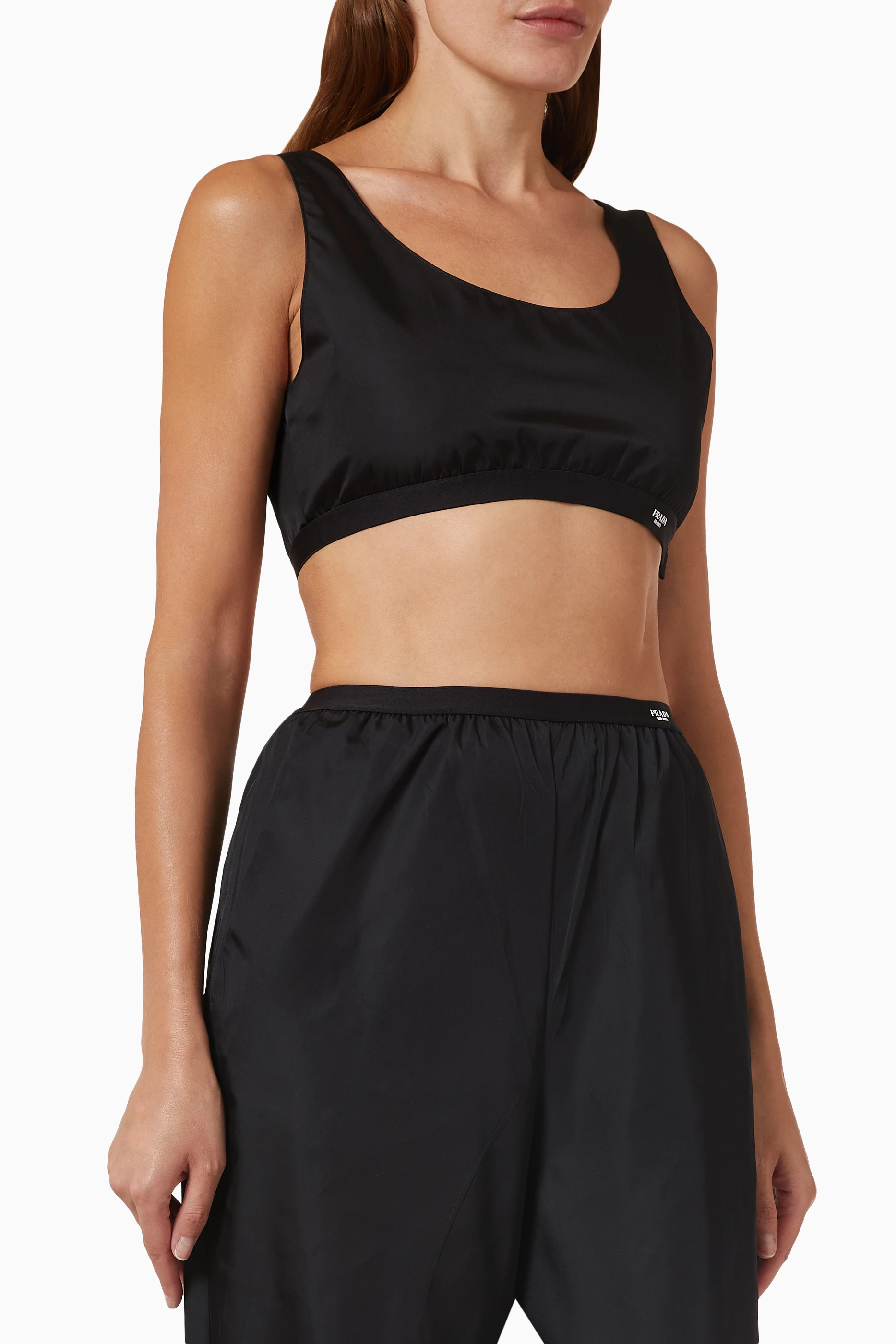 Buy Prada Black Crop Top in ReNylon for Women in Bahrain Ounass