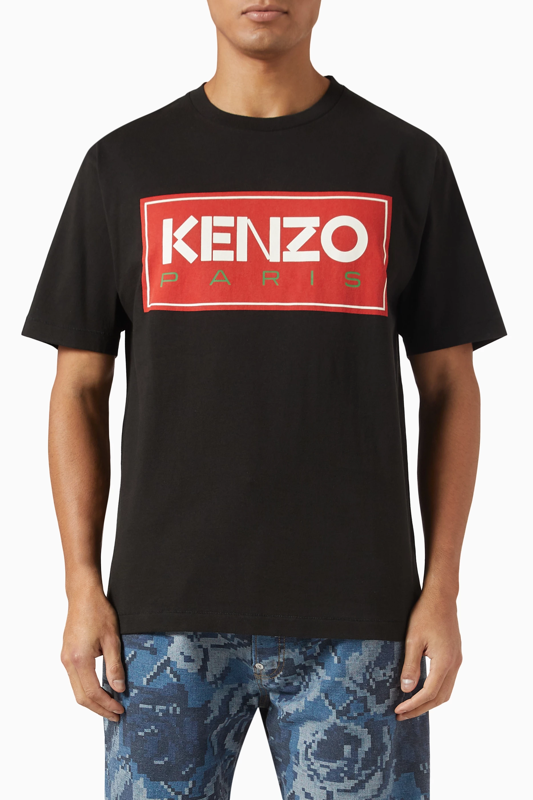 Buy KENZO Black Paris T shirt in Cotton Jersey for Men in Bahrain