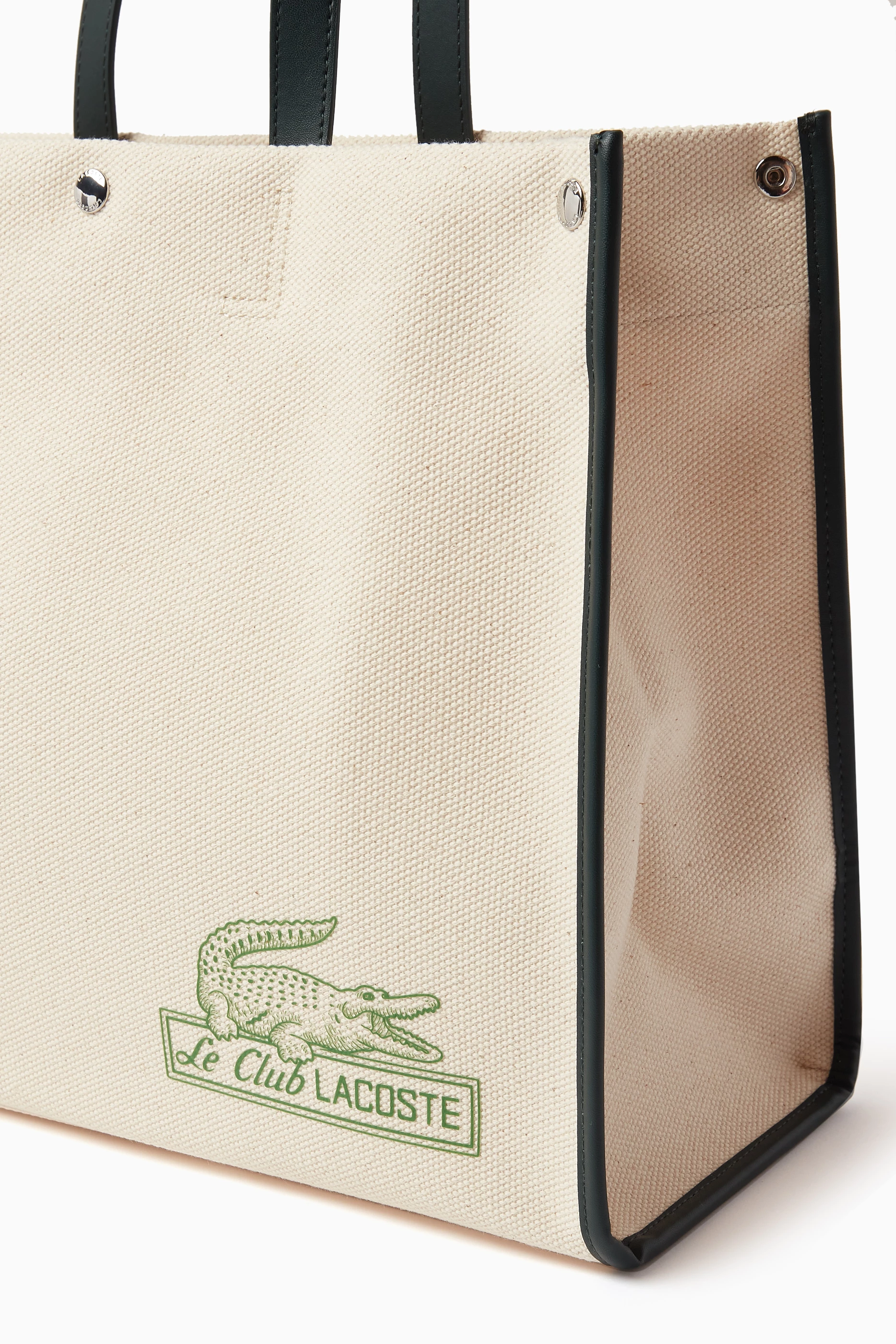 Buy Lacoste Neutral Heritage Top Handle Tote Bag in Canvas for
