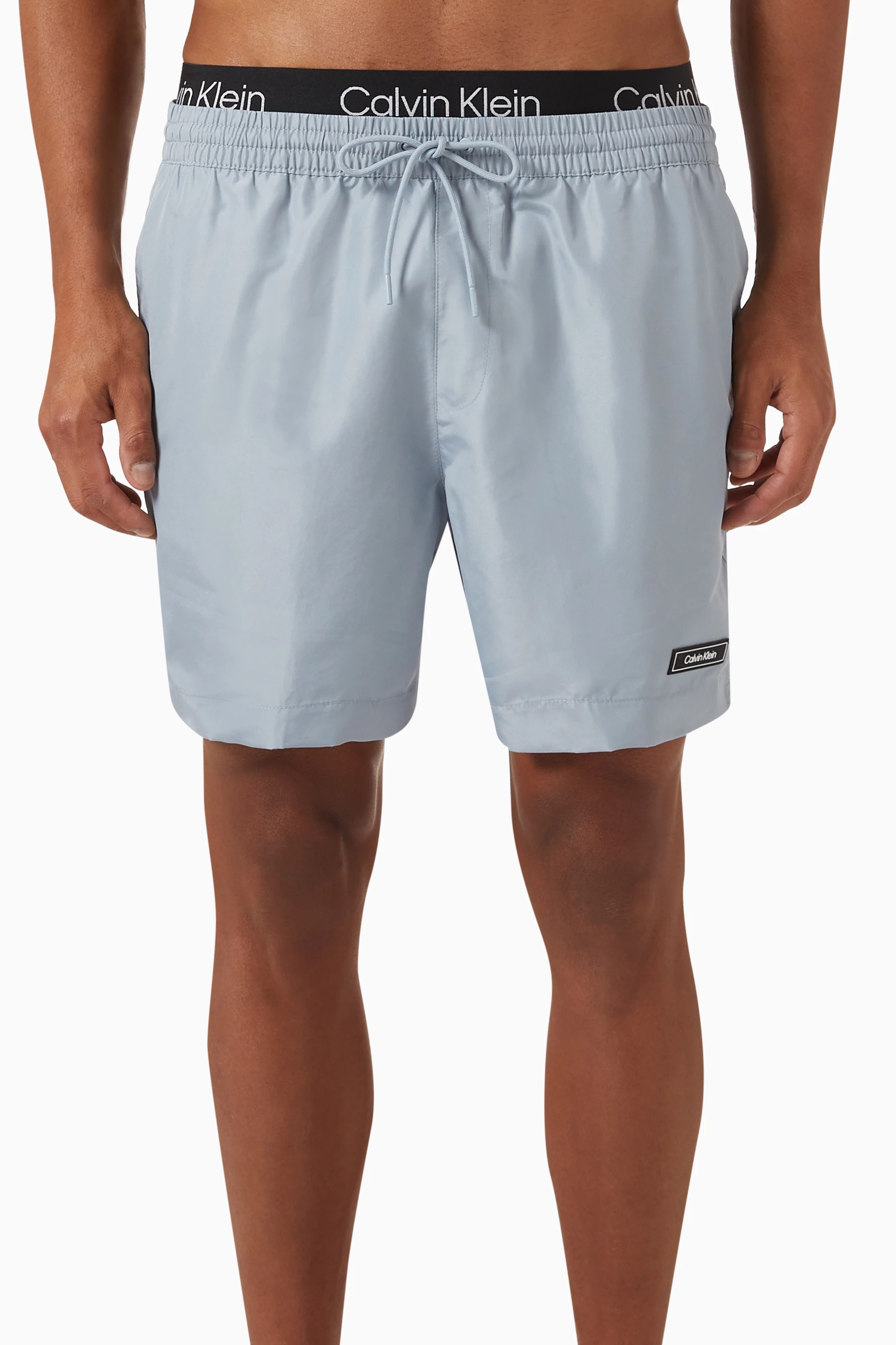 Buy Calvin Klein Grey Medium Drawstring Swim Shorts for Men in