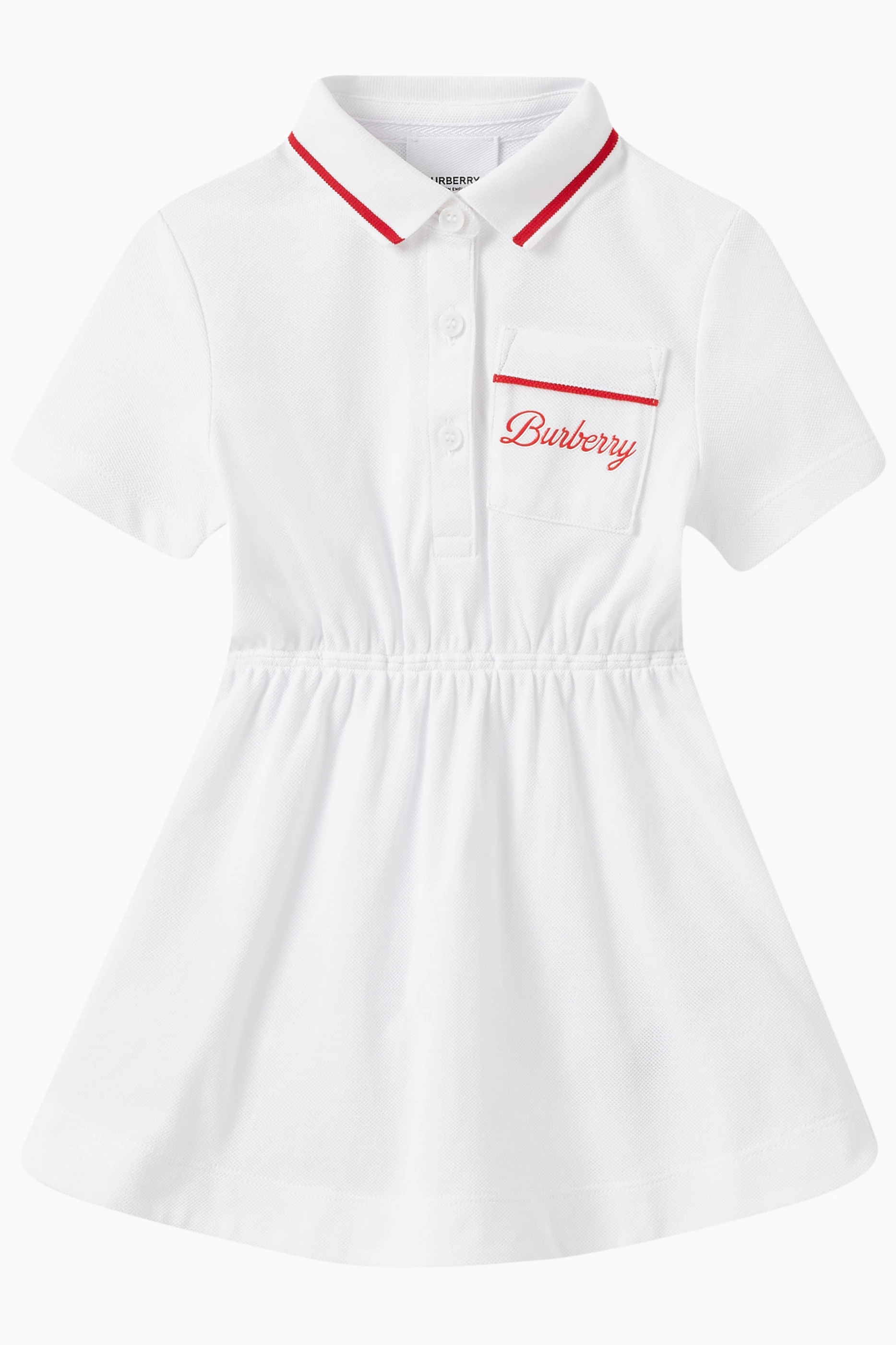 Buy Burberry White Langton Polo Dress in Cotton for Baby Girls in