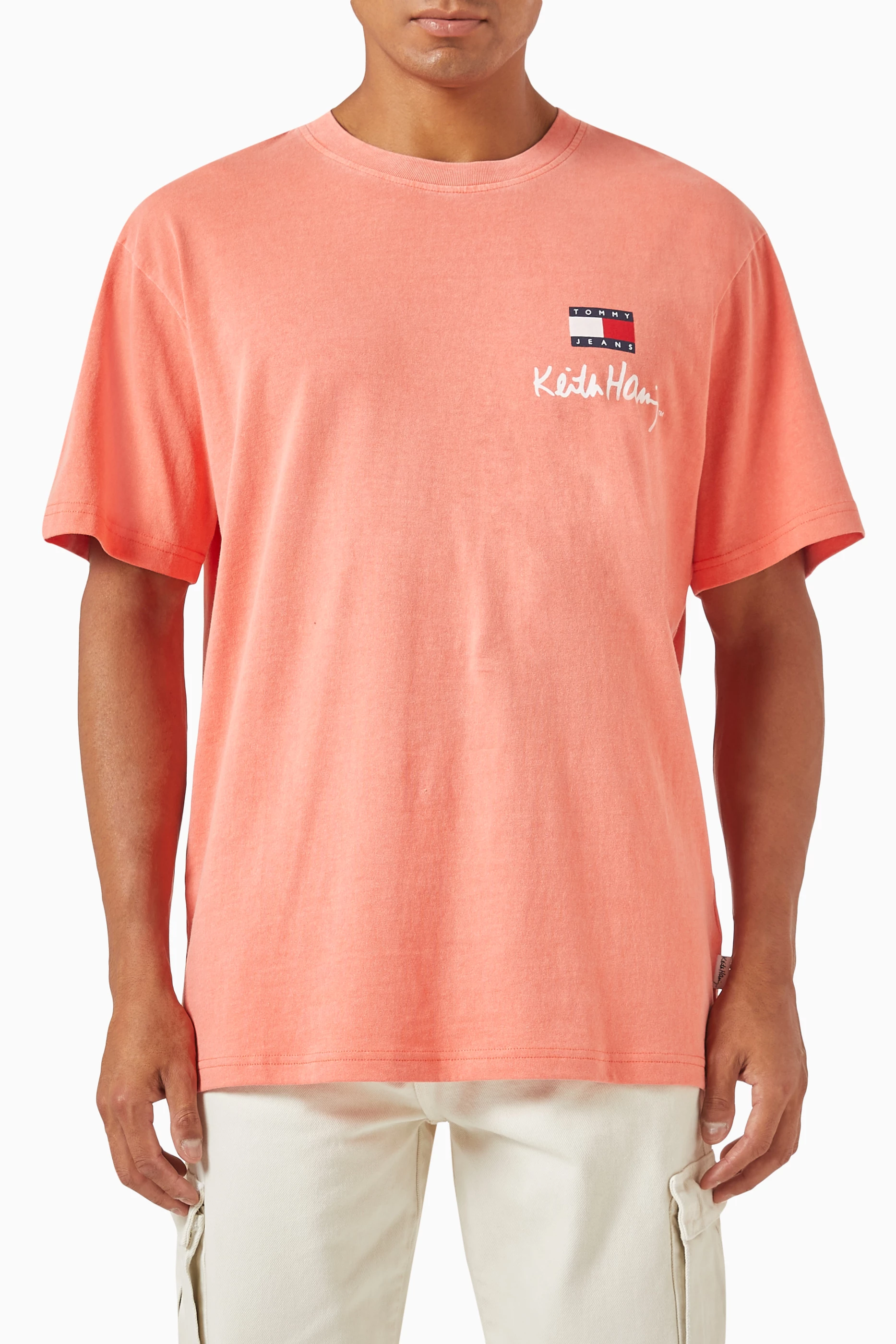 Tommy jeans orange on sale t shirt