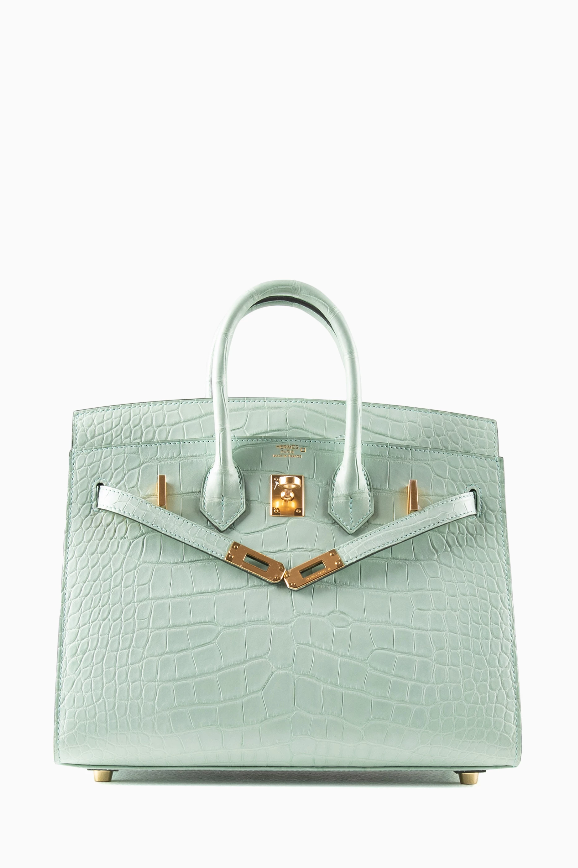 Hermes Green Vert D'eau Mint Crocodile Birkin 25 Handbag Kelly Bag