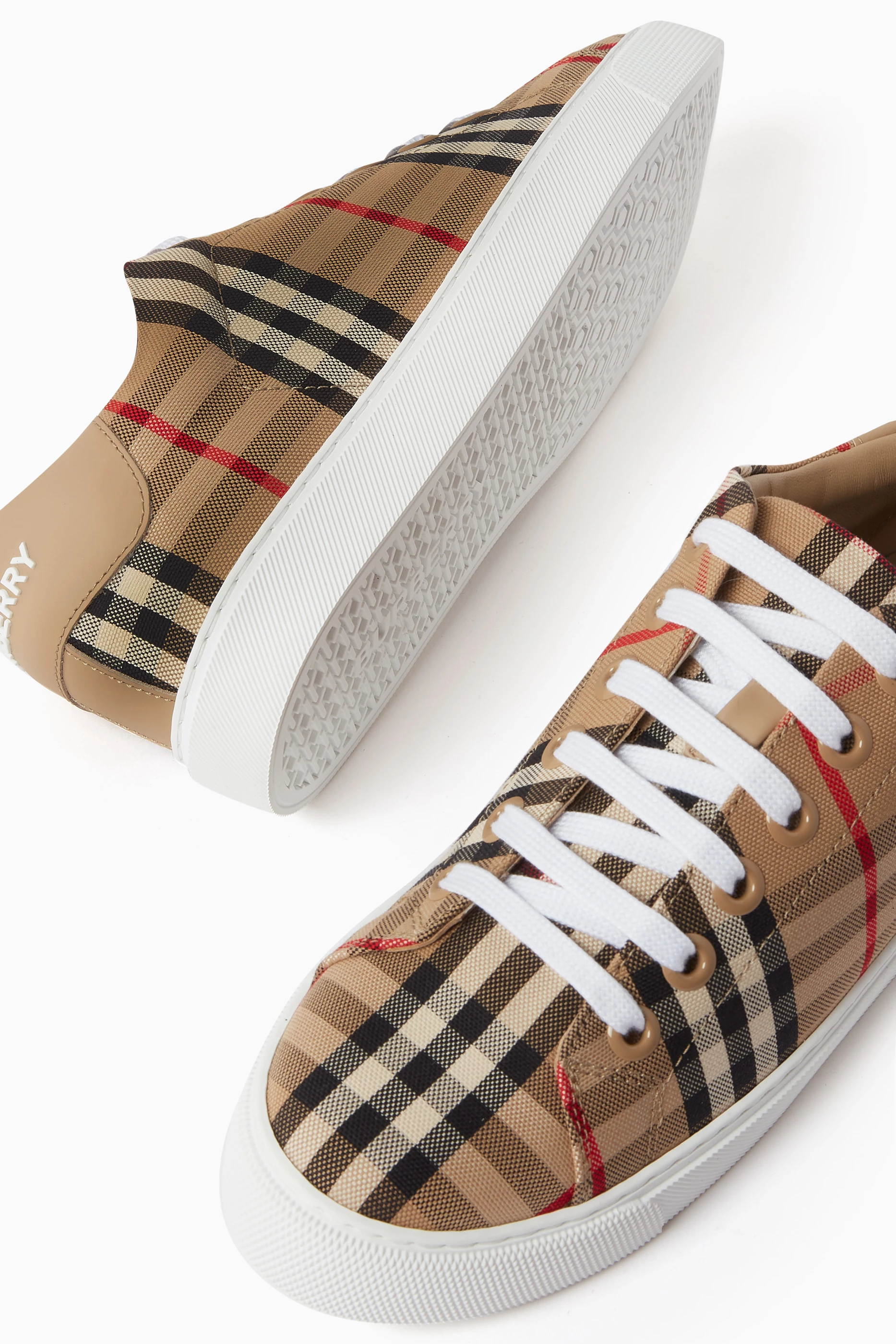 Burberry vintage check and leather sneakers new arrivals