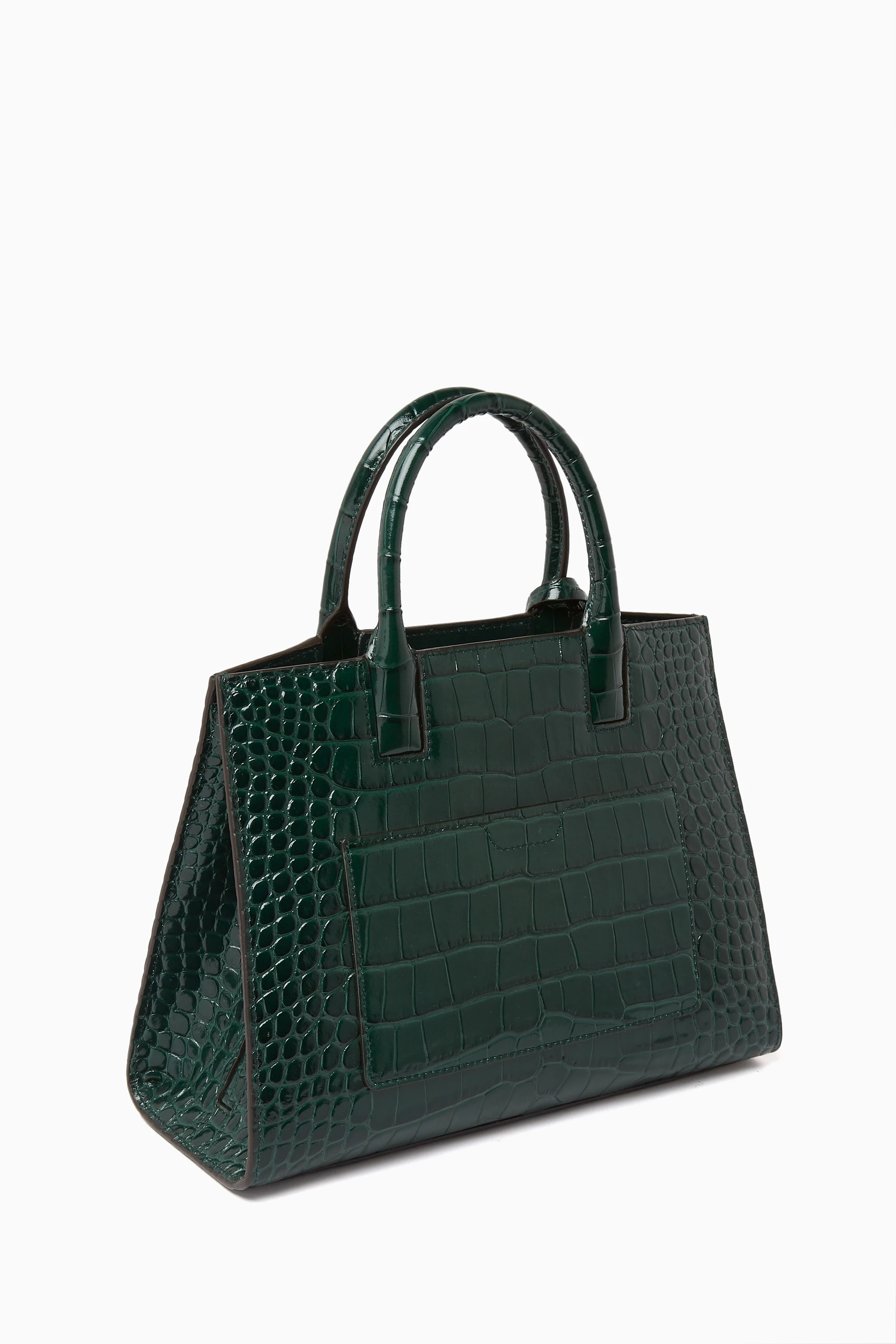 Buy Burberry Green Mini Frances Tote Bag in Croc embossed Leather
