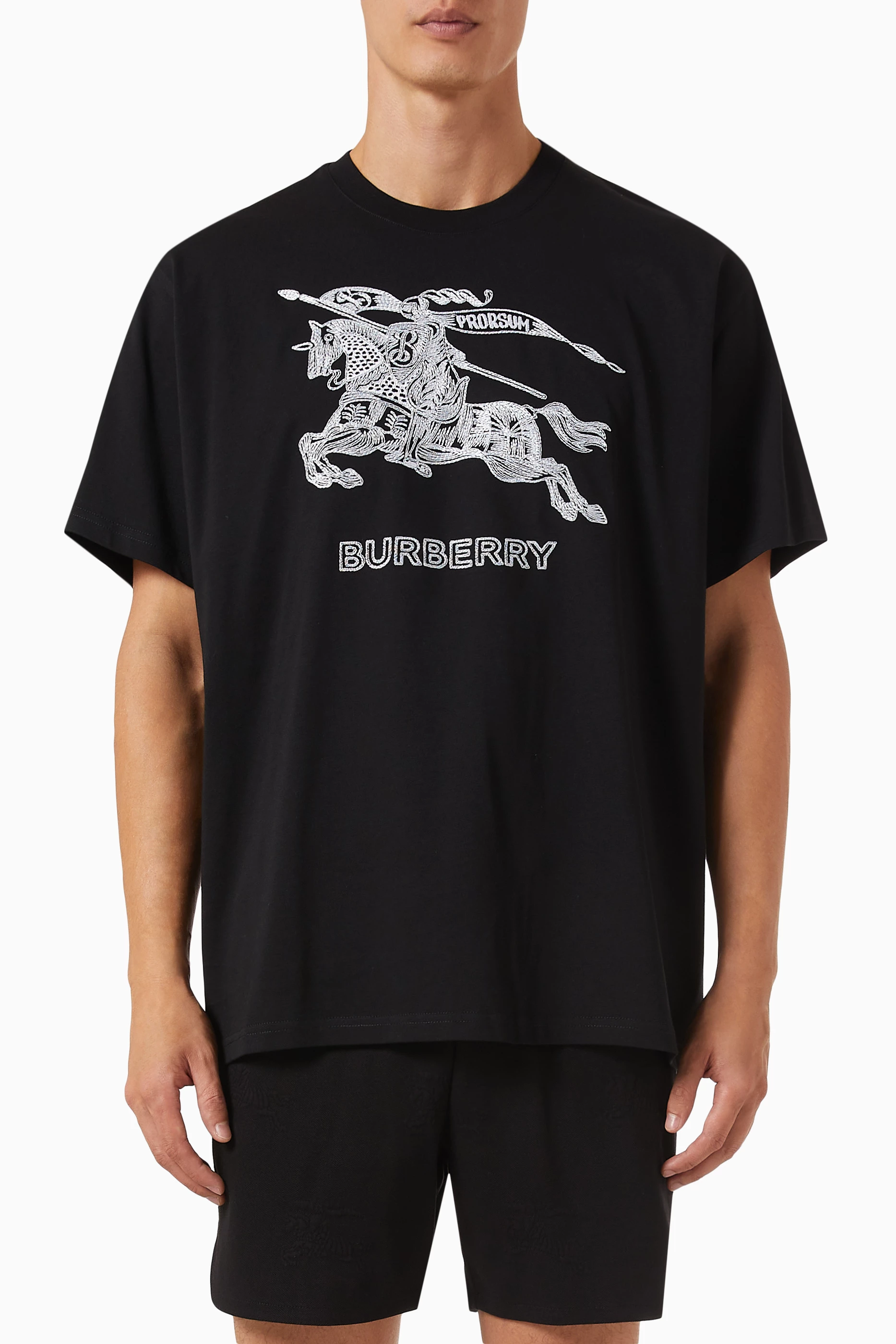 Buy Burberry Black Dezi Logo T shirt in Cotton Jersey for Men in