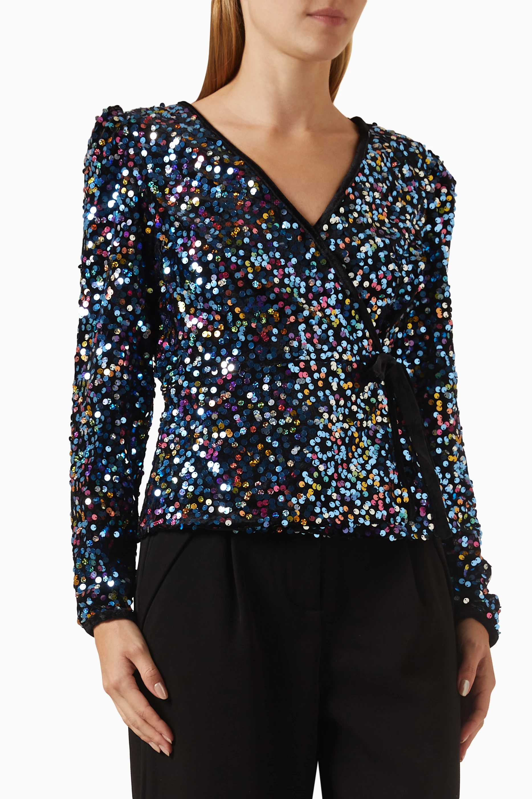 Mango long sleeve sales sequin top in rainbow