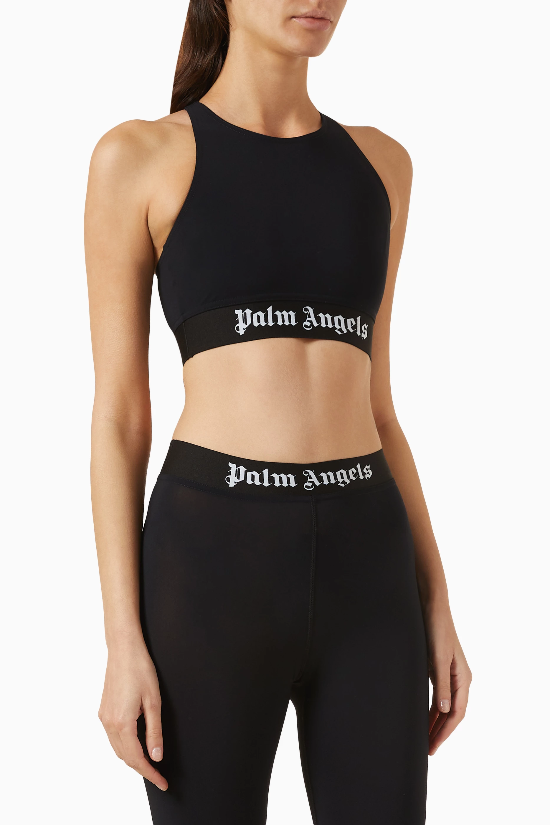 Buy Palm Angels Black Logo Tape Crop Top for Women in Bahrain