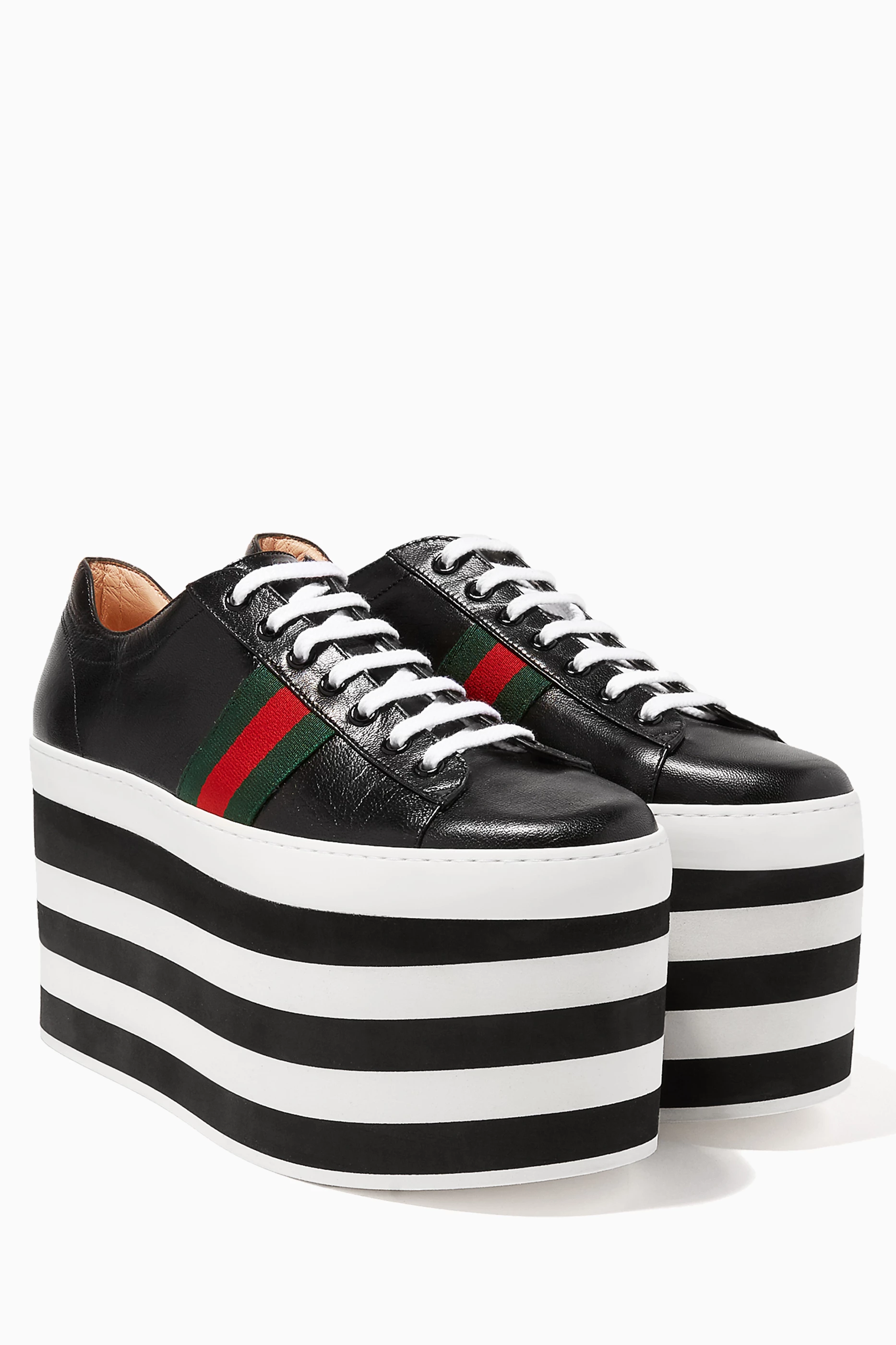Buy Gucci Multicolour Black Leather Low Top Platform Sneakers For Women Online Ounass Bahrain
