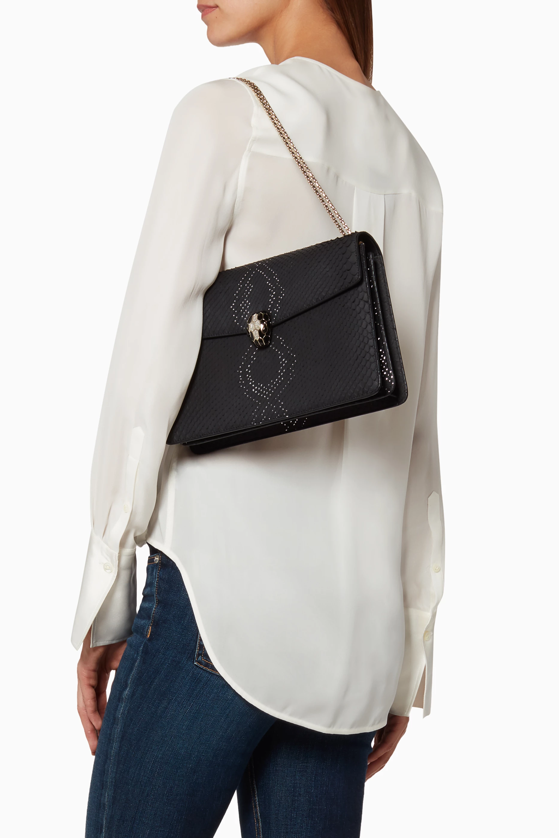 Buy BVLGARI Black Black Serpenti Forever Python Leather Shoulder Bag For Women Online Ounass Bahrain
