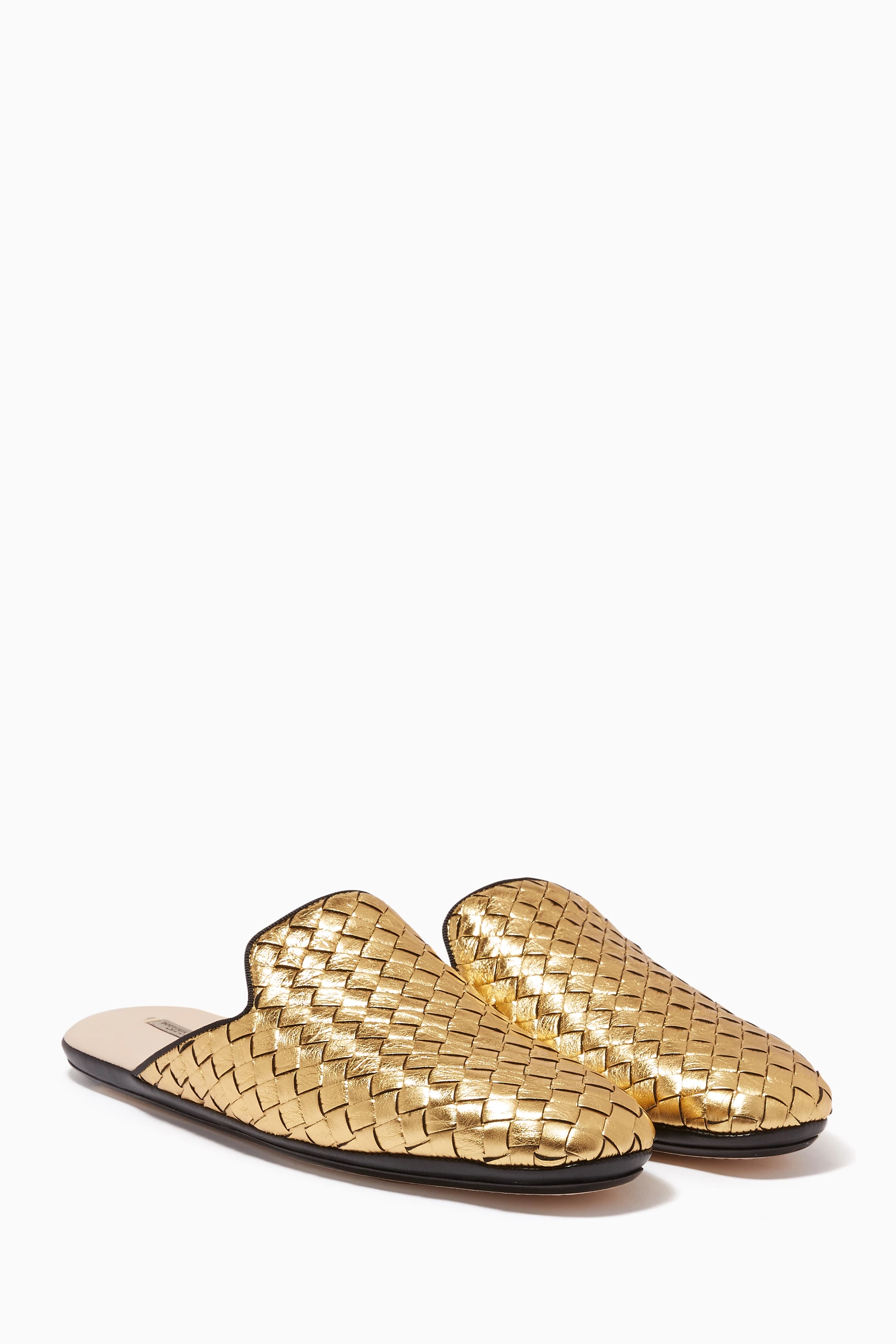 Bottega gold slippers hotsell