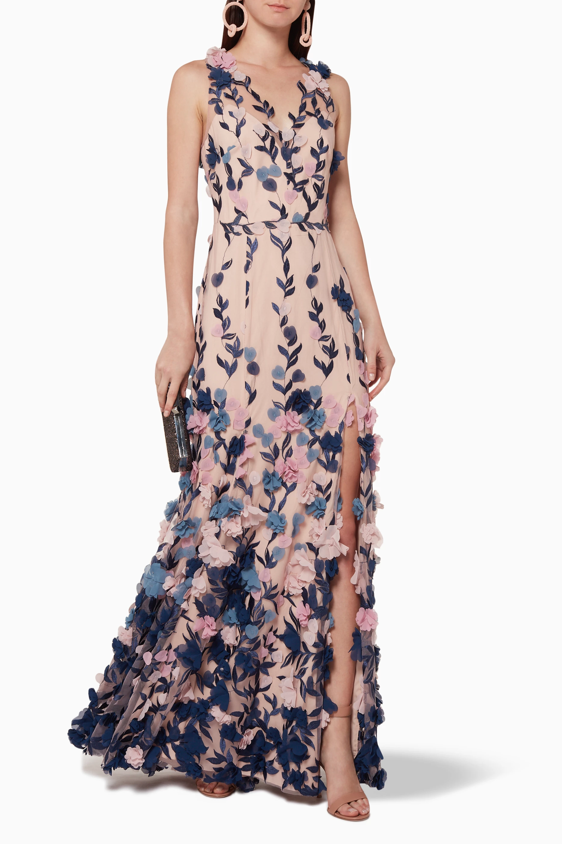 Buy Marchesa Notte Purple Light Pink Embroidered Gown For Women Online Ounass Bahrain