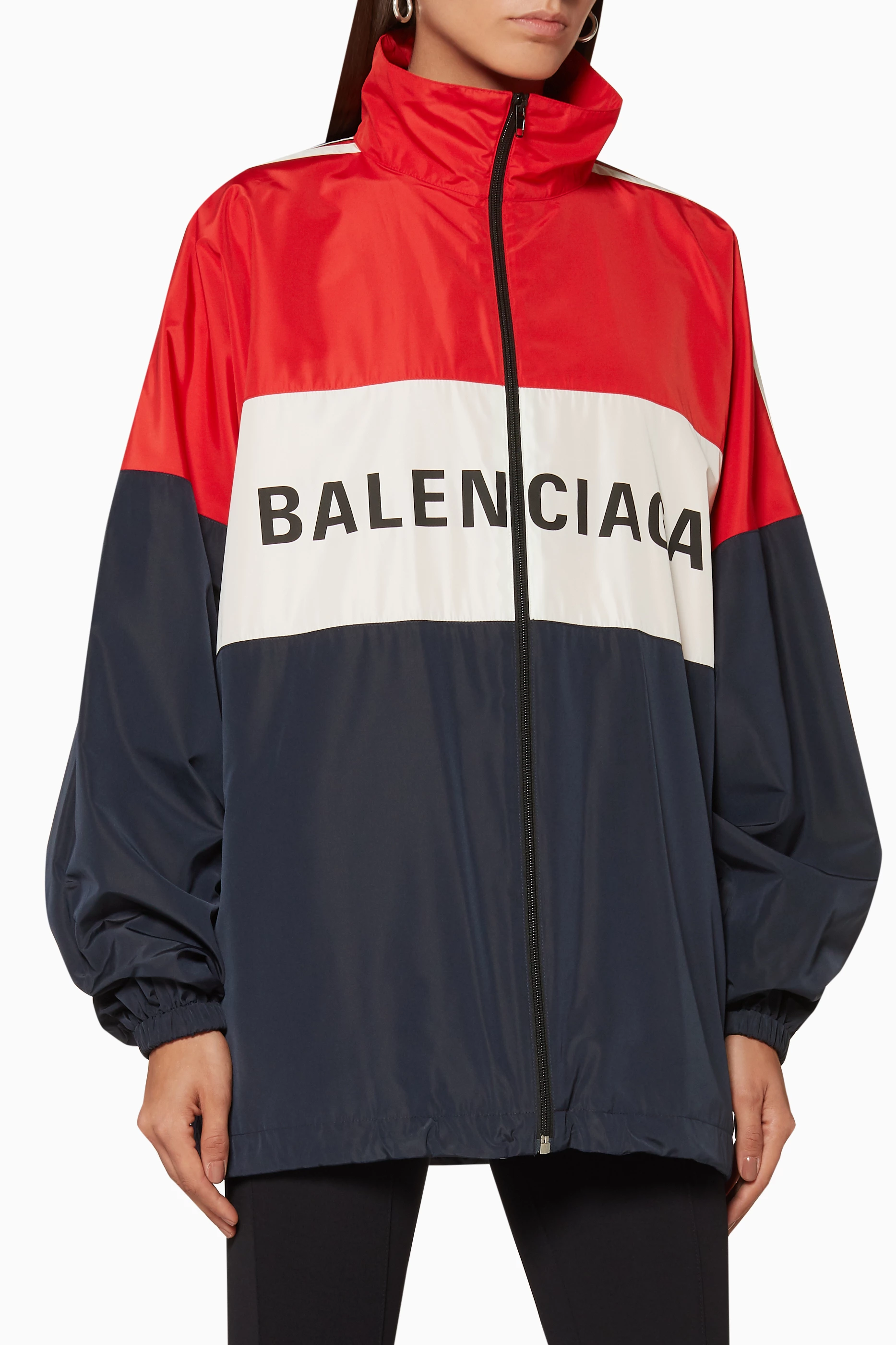 Buy Balenciaga Red Blue Red Logo Oversized Jacket For Women Online Ounass Bahrain