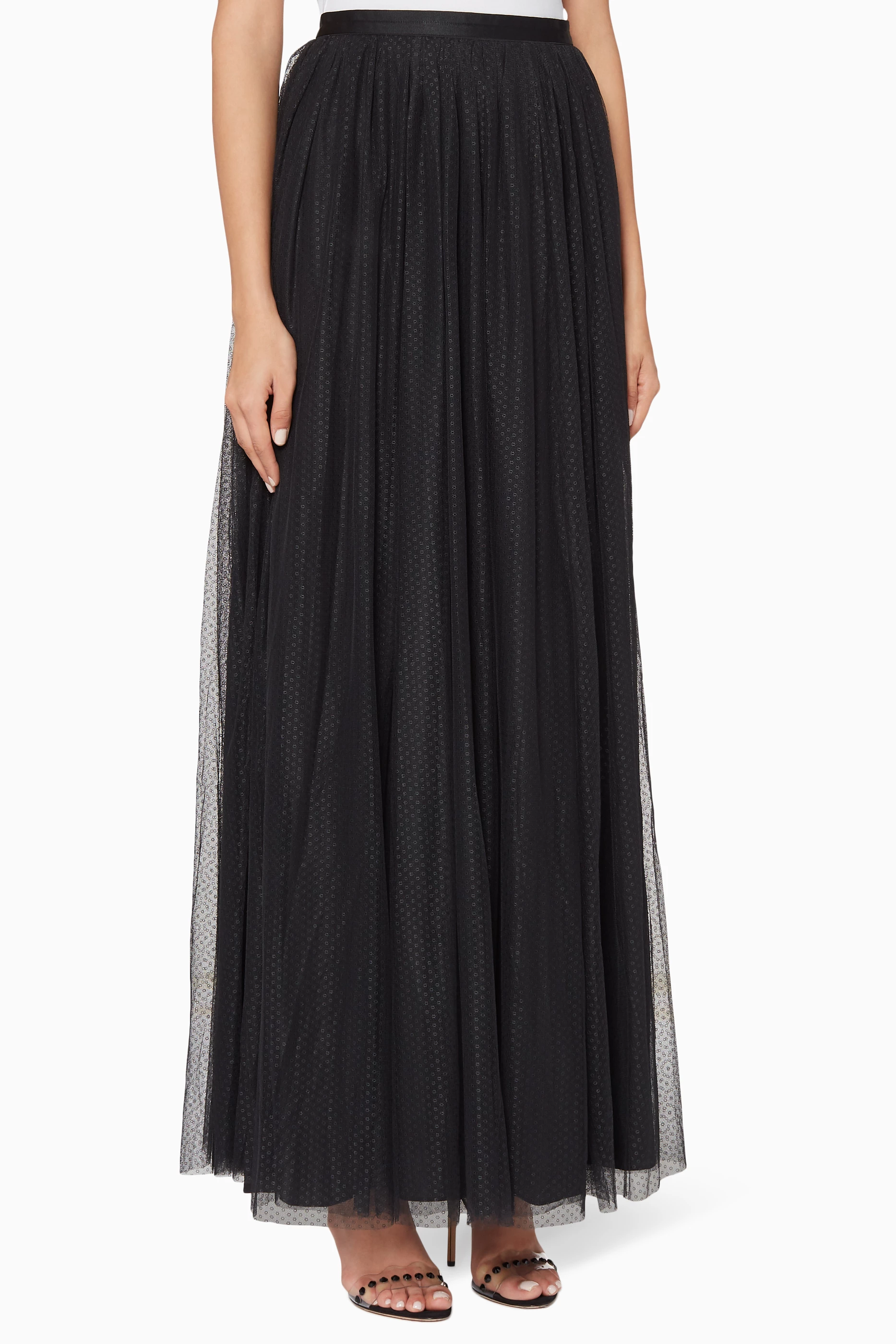 Buy Needle Thread Black Black Dotted Tulle Maxi Skirt For Women Online Ounass Bahrain