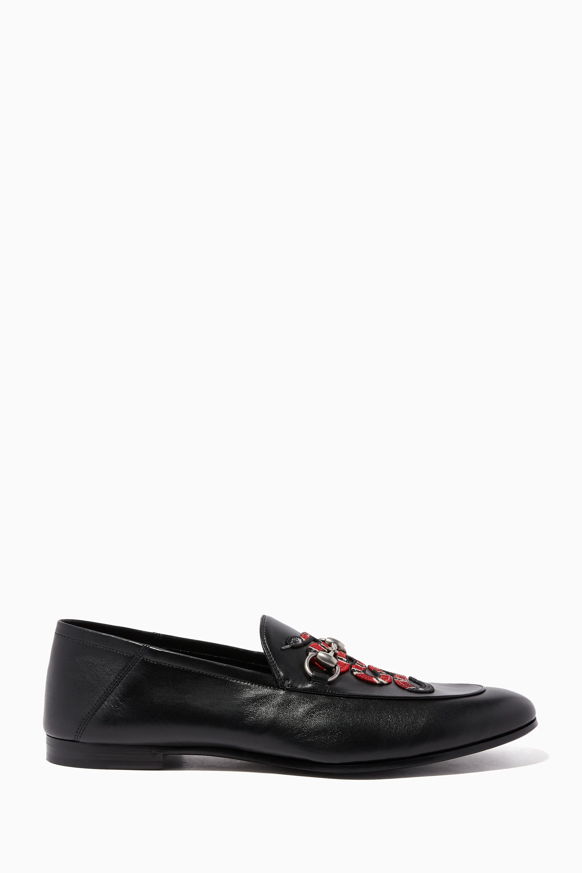 Buy Gucci Black Black Kingsnake Brixton Loafers For Men 