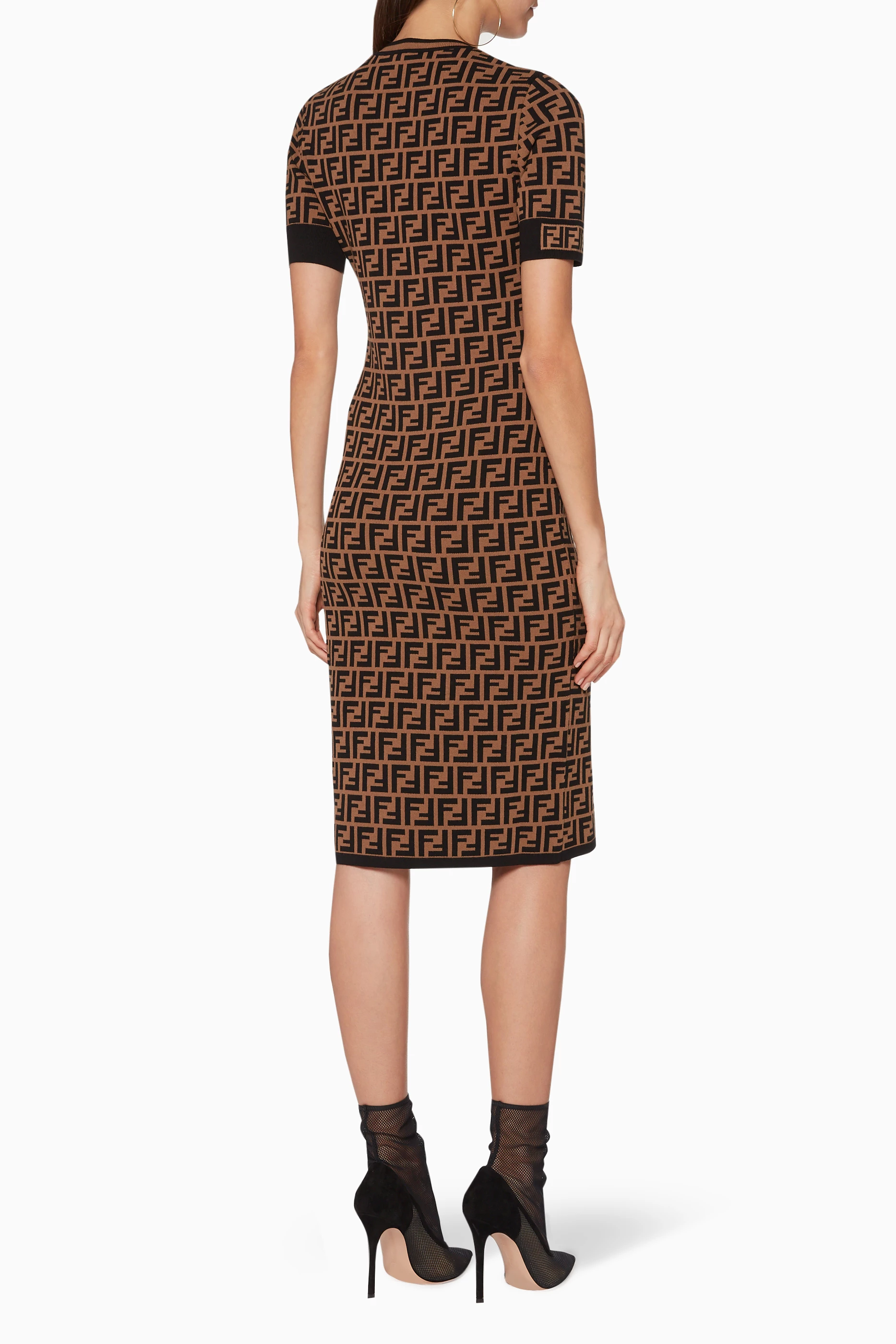 Buy Fendi Brown Brown Black Classic Monogram Dress For Women Online Ounass Bahrain