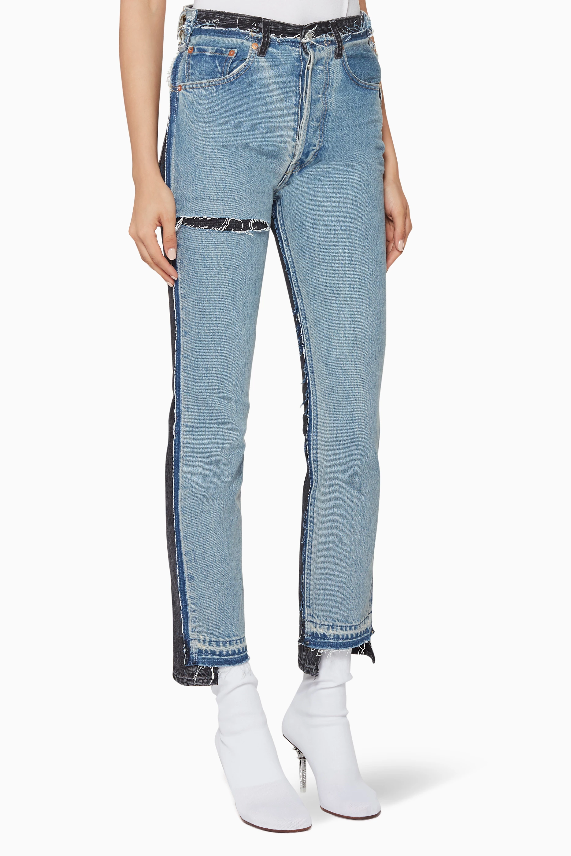 Buy Vetements Blue Vetements x Levi s Reworked High Rise Jeans For Women Online Ounass Bahrain