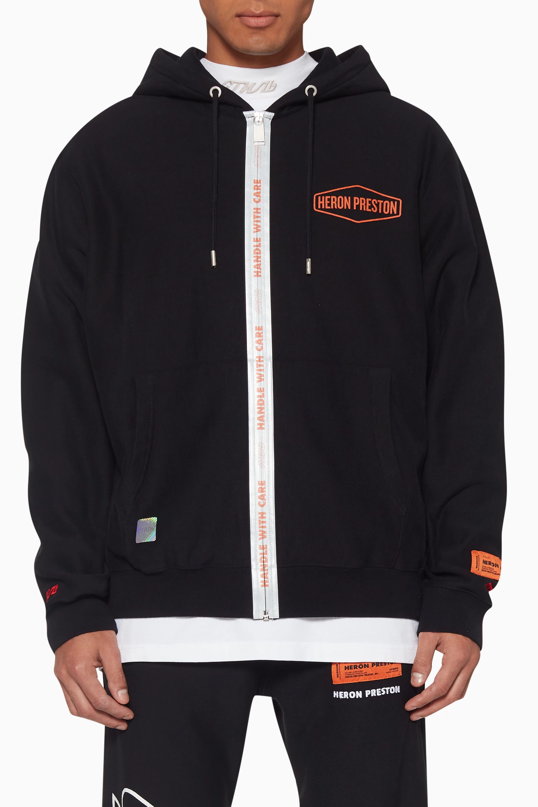 Heron preston handle with care hoodie sale