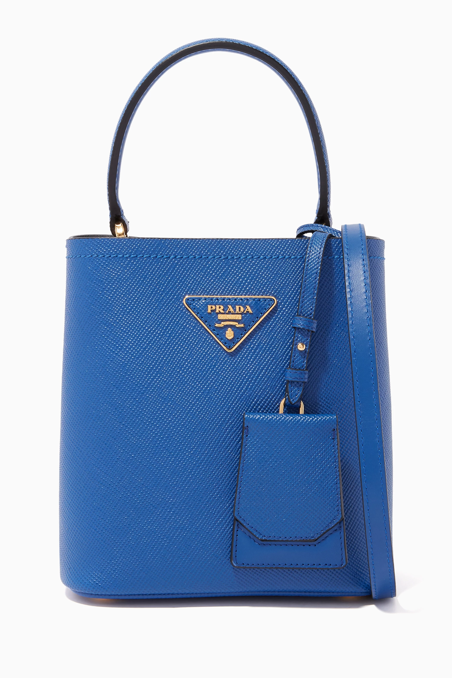 Buy Prada Blue Panier Small Saffiano Leather Bucket Bag For Women Online Ounass Bahrain