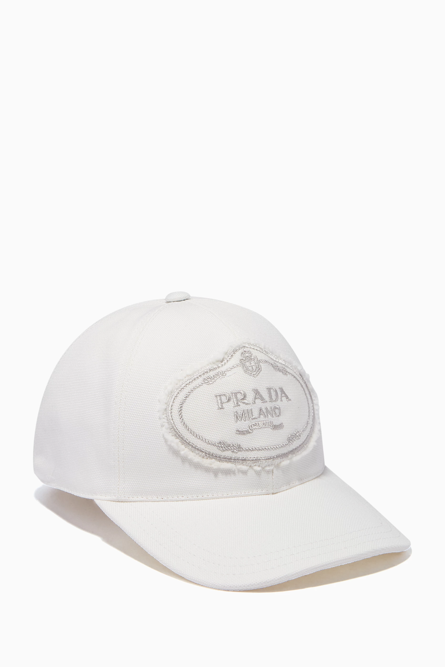 Buy Prada White White Logo Print Canvas Baseball Cap For Women Online Ounass Bahrain