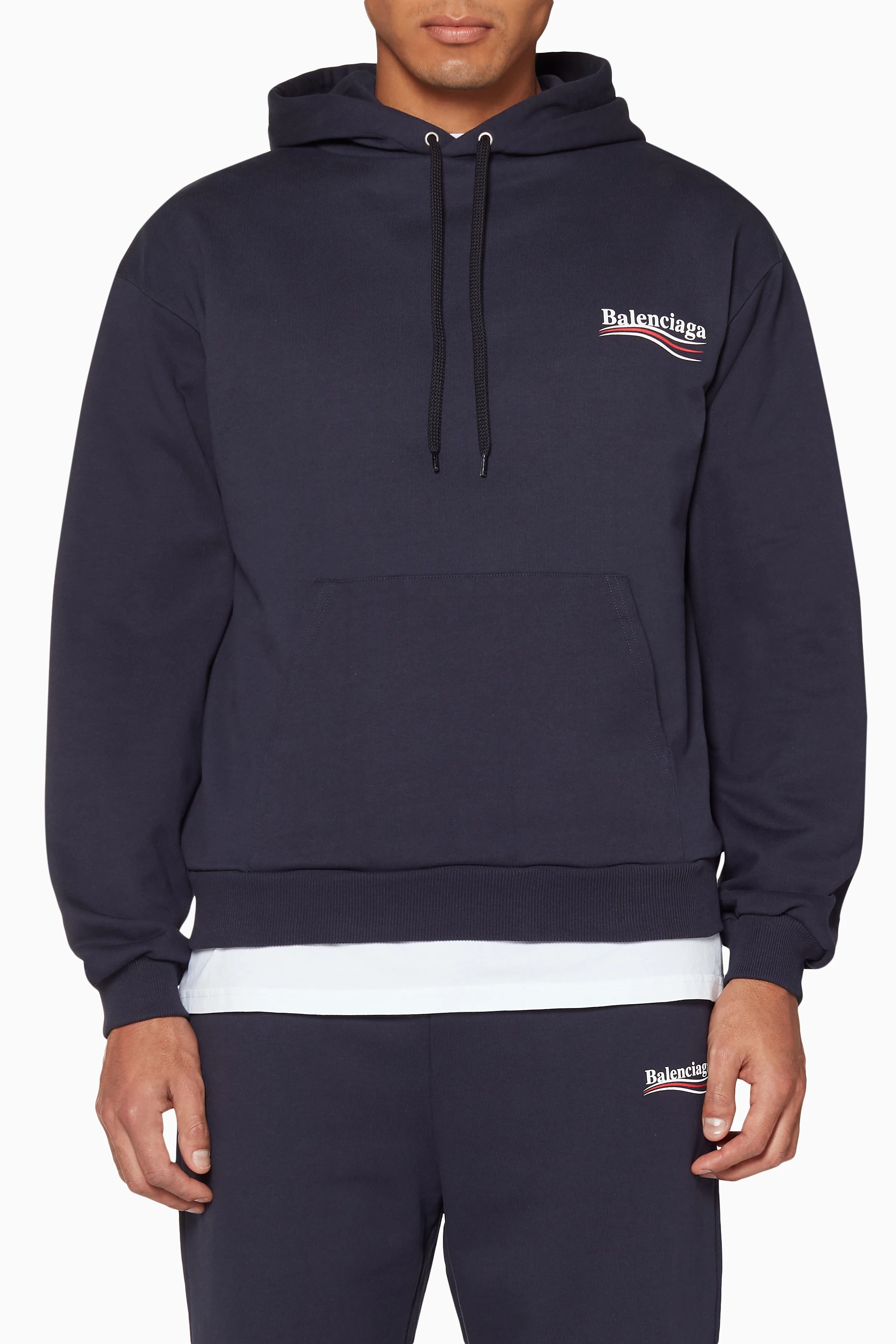 Buy Balenciaga Blue Navy Political Logo Hoodie For Men Online Ounass Bahrain