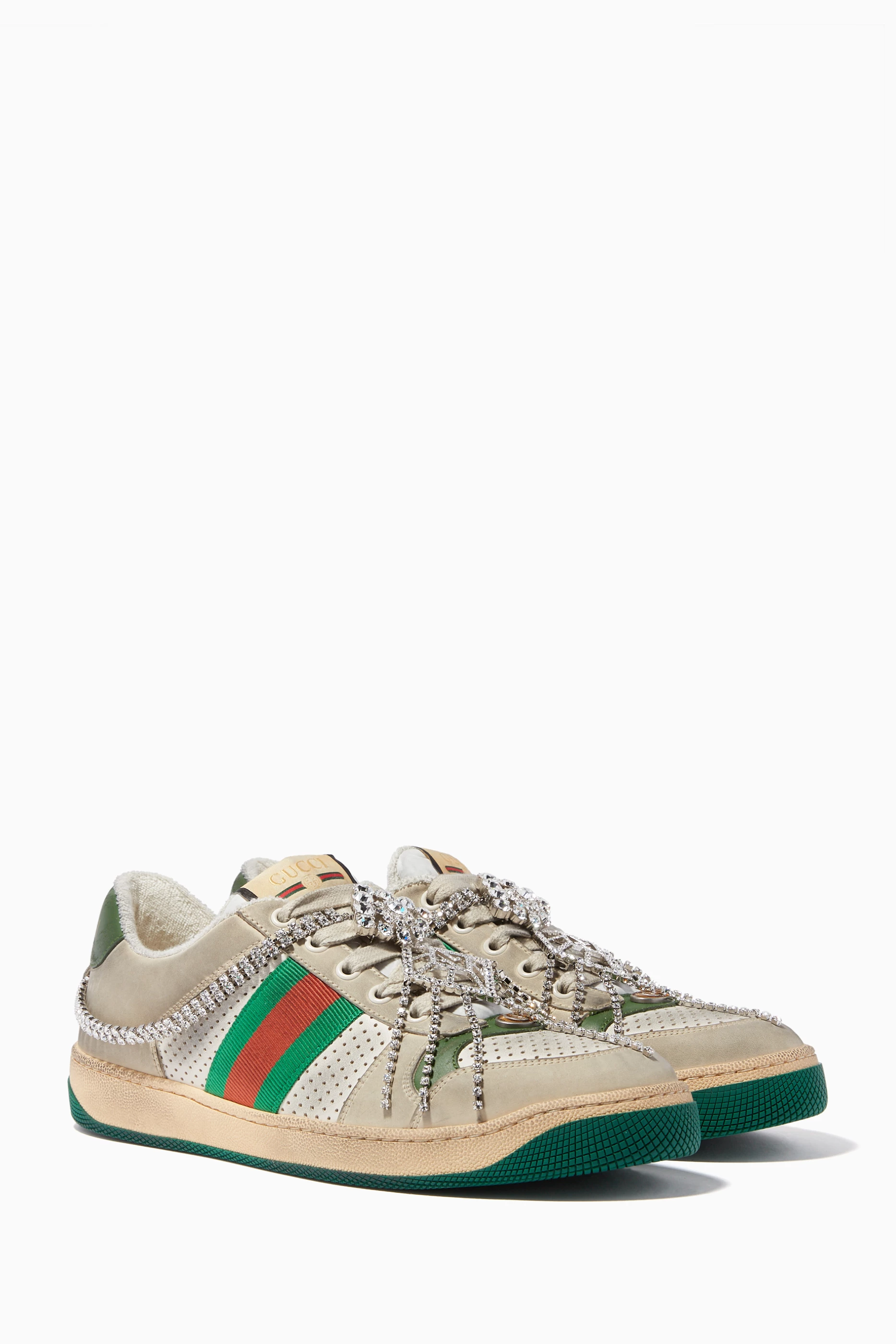 Buy Gucci White Sneakers with Crystal Chain For Women Online Ounass Bahrain