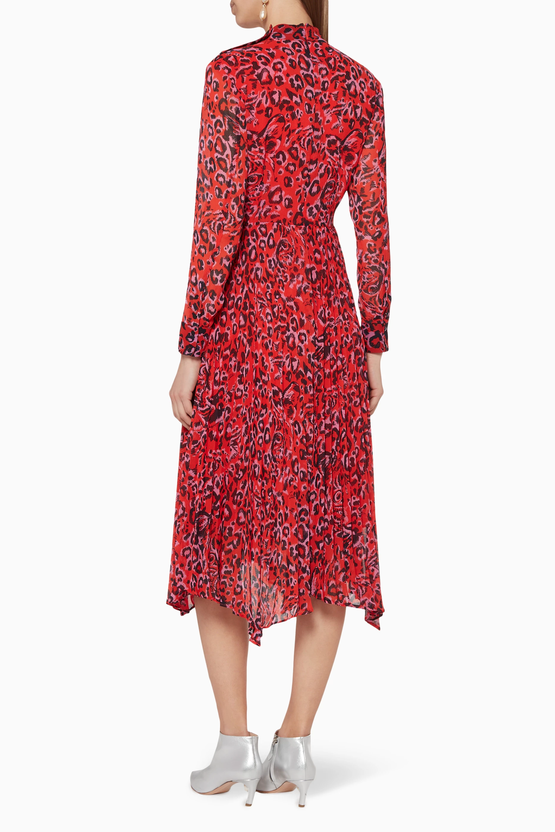 Buy WHISTLES Red Red Jungle Cat Midi Dress For Women Online Ounass Bahrain
