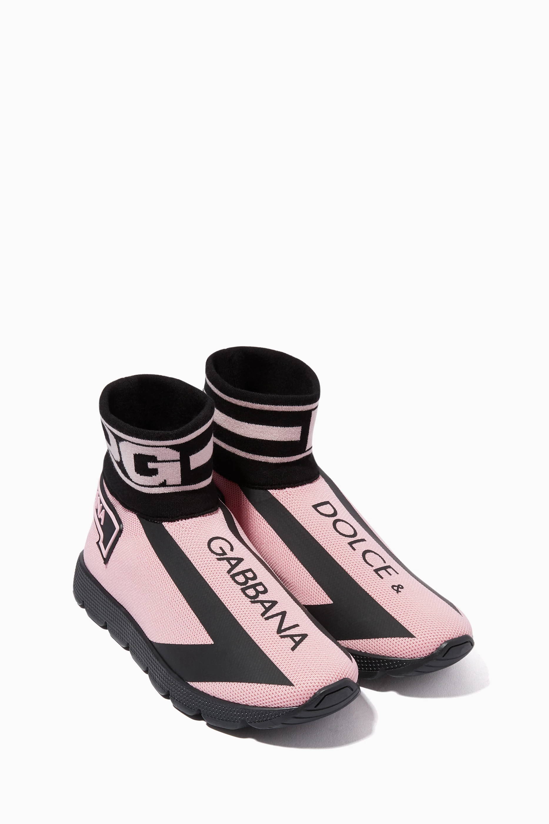 Buy Dolce Gabbana Pink High-Top Sorrento Logo Sneakers For Girls