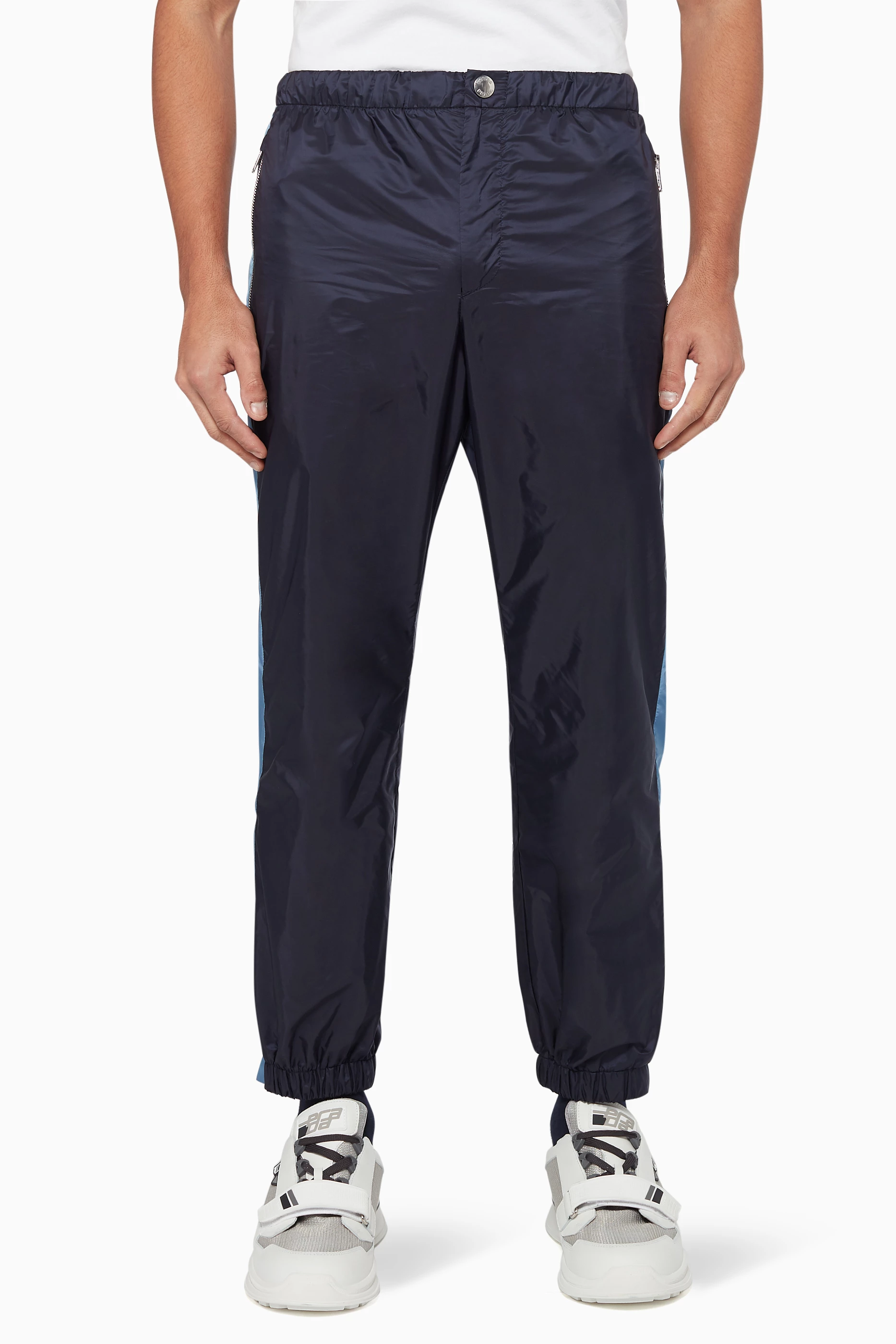 Buy Prada Blue Striped Nylon Track Pants For Men Online Ounass Bahrain