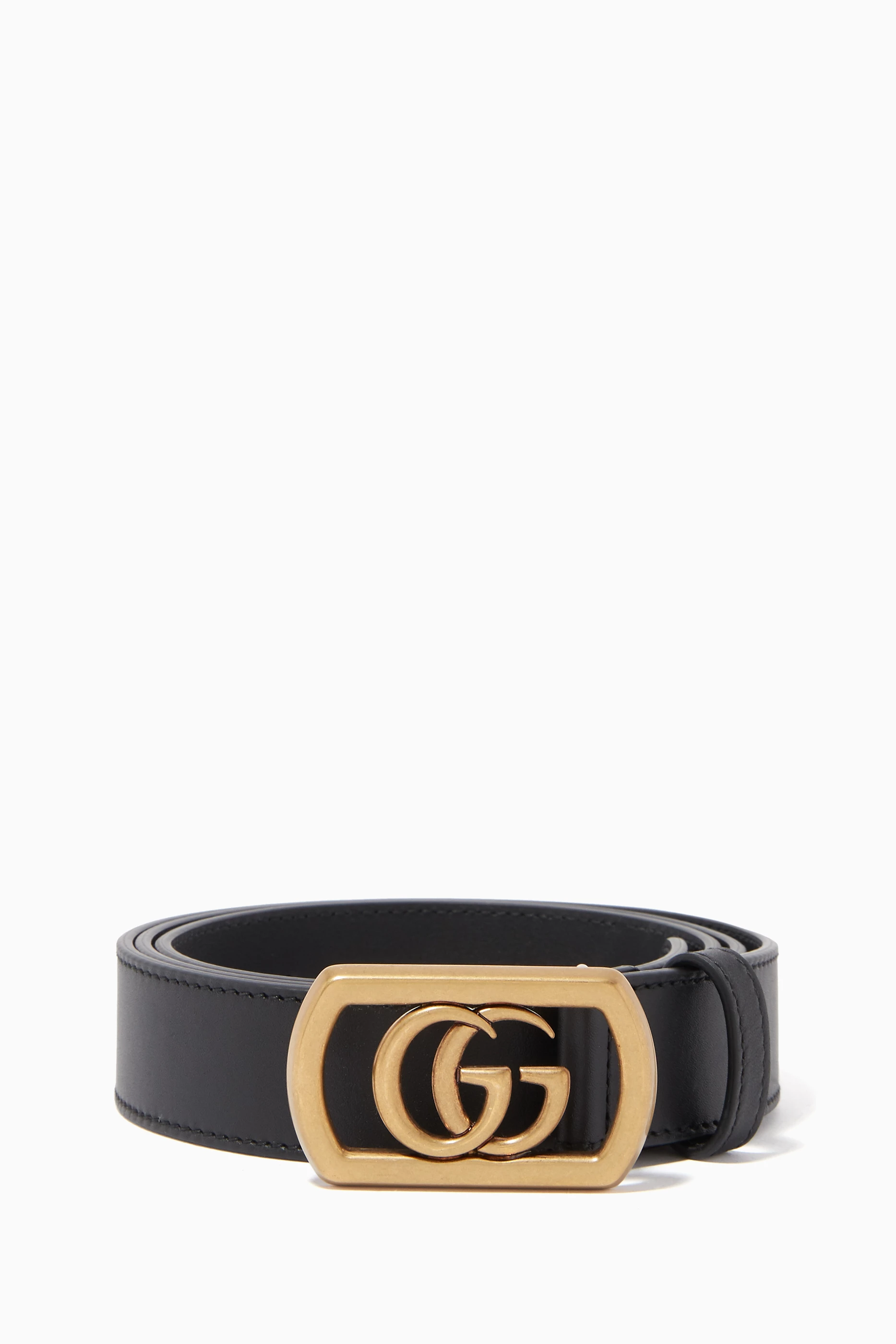 Gucci leather belt with framed double g hotsell