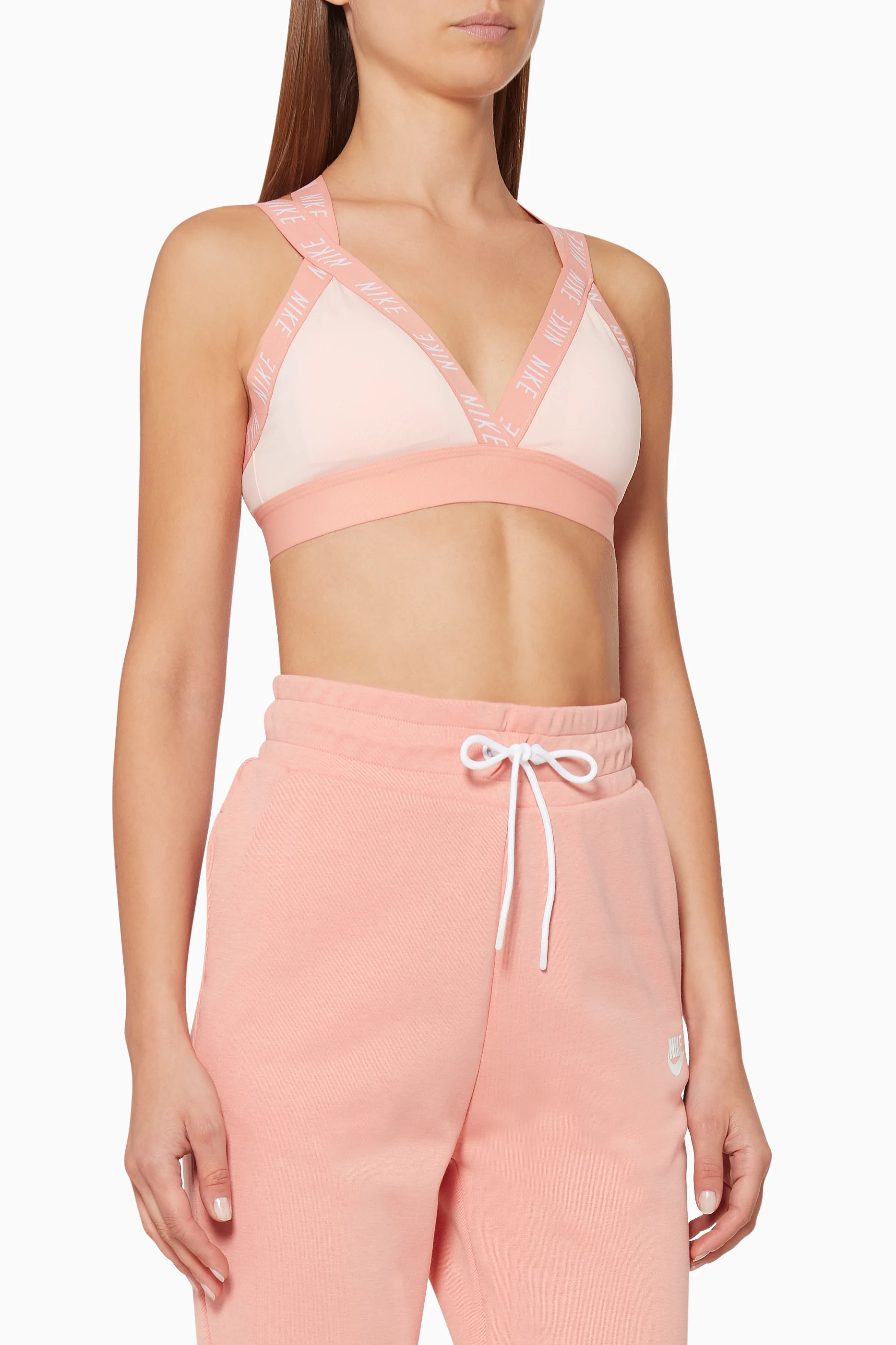 Buy Nike Pink Indy Logo Print Sports Bra For Women Online Ounass Bahrain