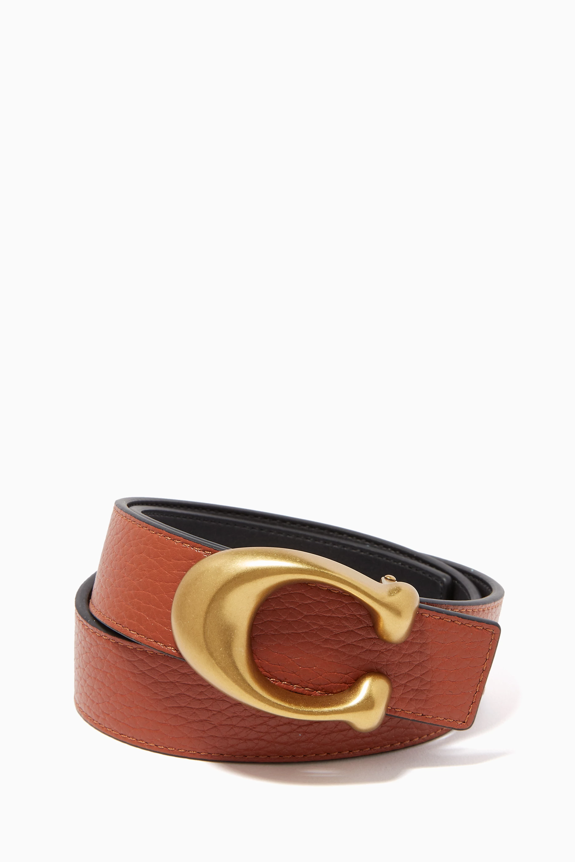 Buy Coach Black Signature Buckle Reversible 32mm Belt For Women Online Ounass Bahrain