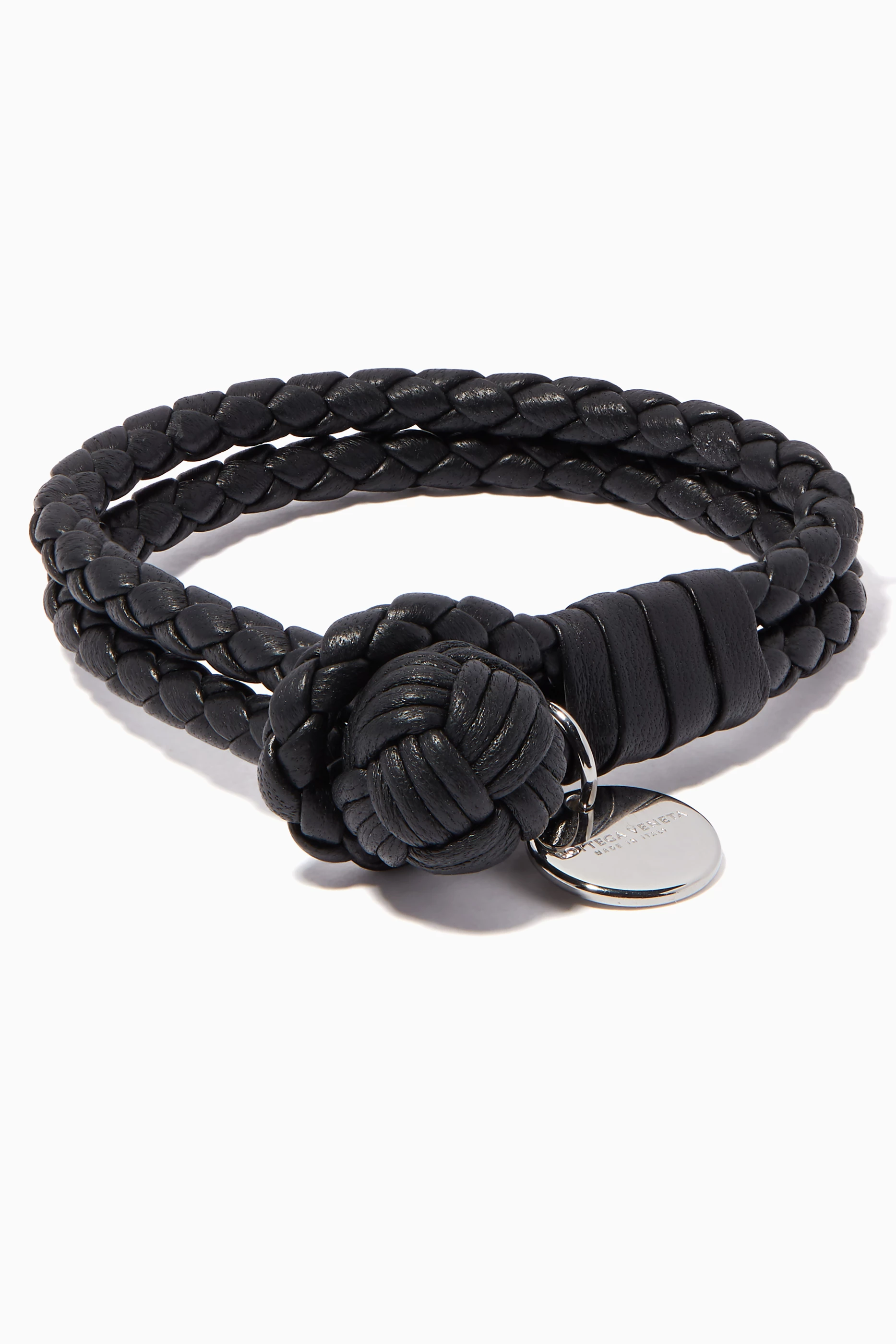Buy Bottega Veneta Black Intrecciato Leather Bracelet For Men Online Ounass Bahrain
