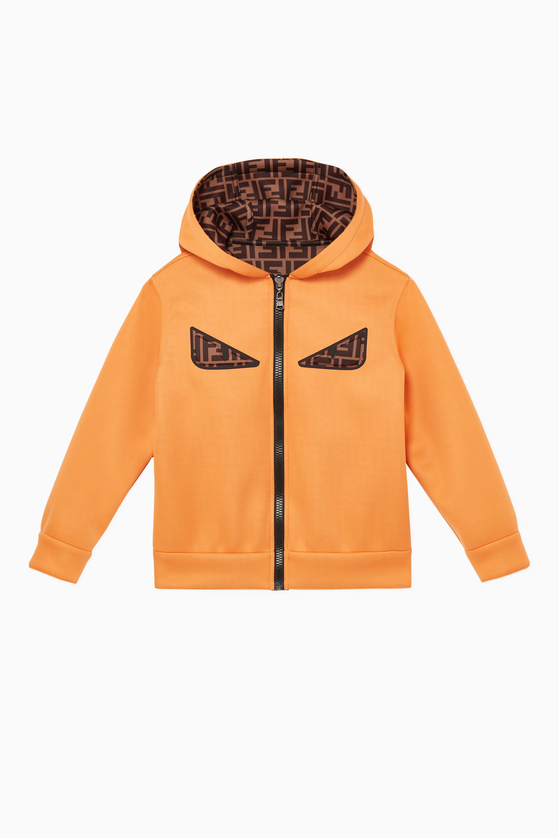 Buy Fendi Orange Monster Eyes Reversible Neoprene Hoodie For Boys Online Ounass Bahrain