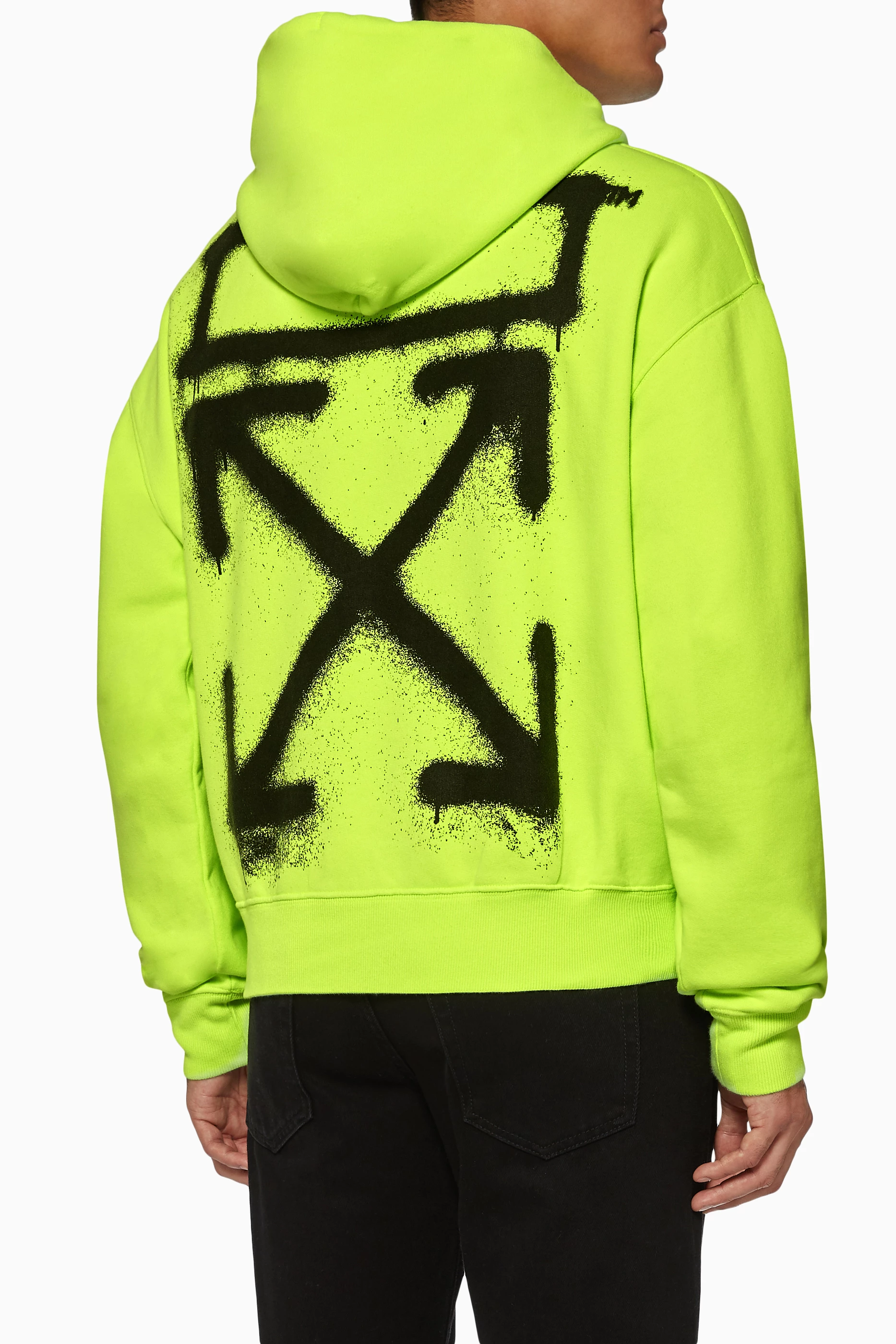 Buy Off White Yellow Spray Paint Logo Hoodie For Men Online Ounass Bahrain