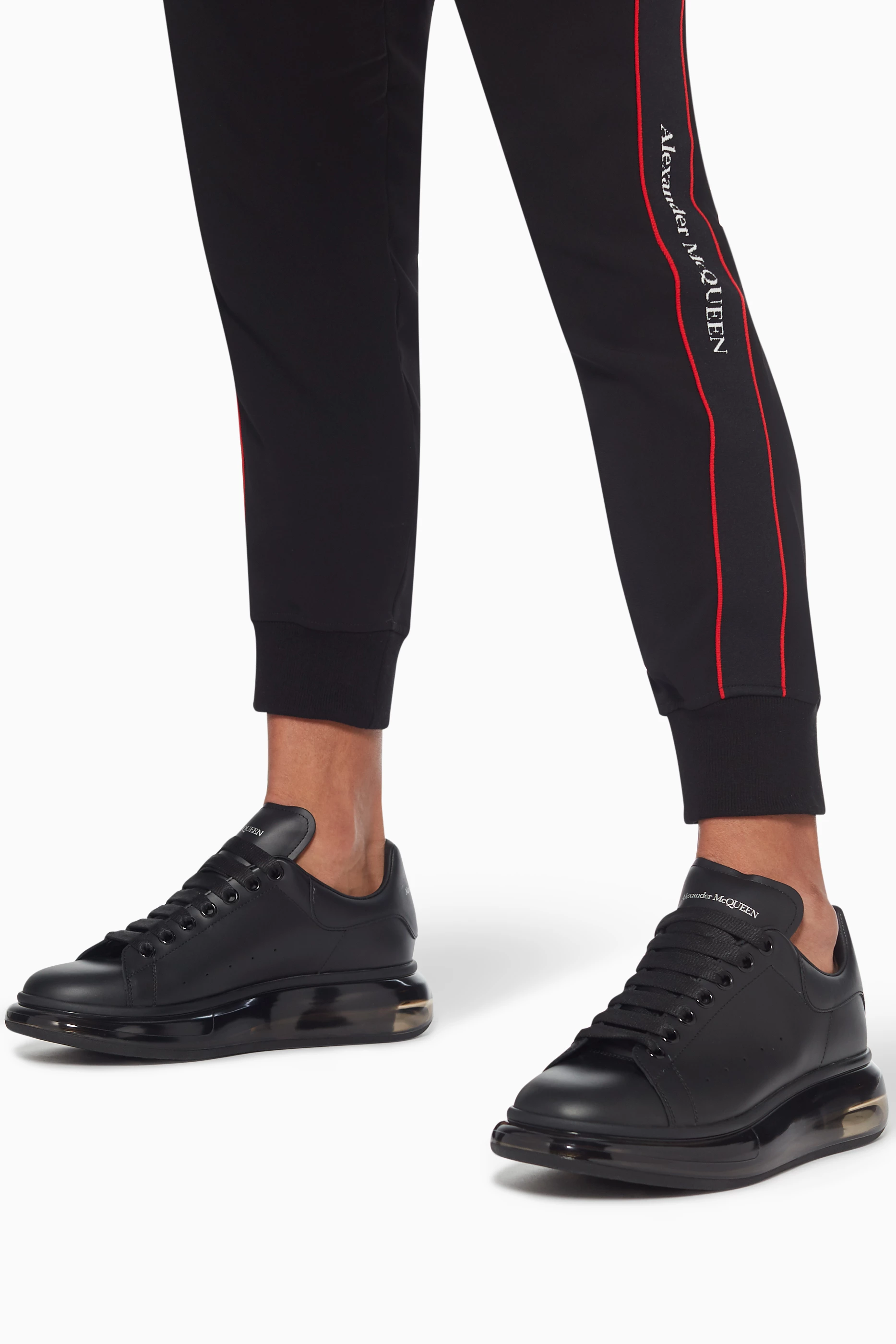 Buy Alexander McQueen Black Oversized Leather Sneakers For Men Online Ounass Bahrain