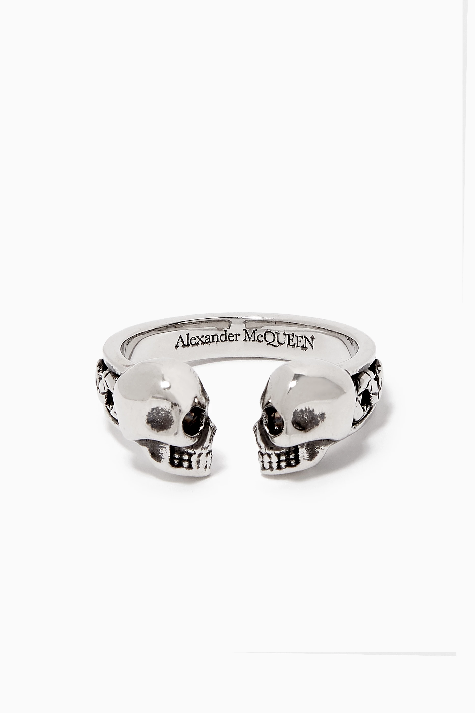Buy Alexander McQueen Silver Twin Skull Ring For Men Online Ounass Bahrain
