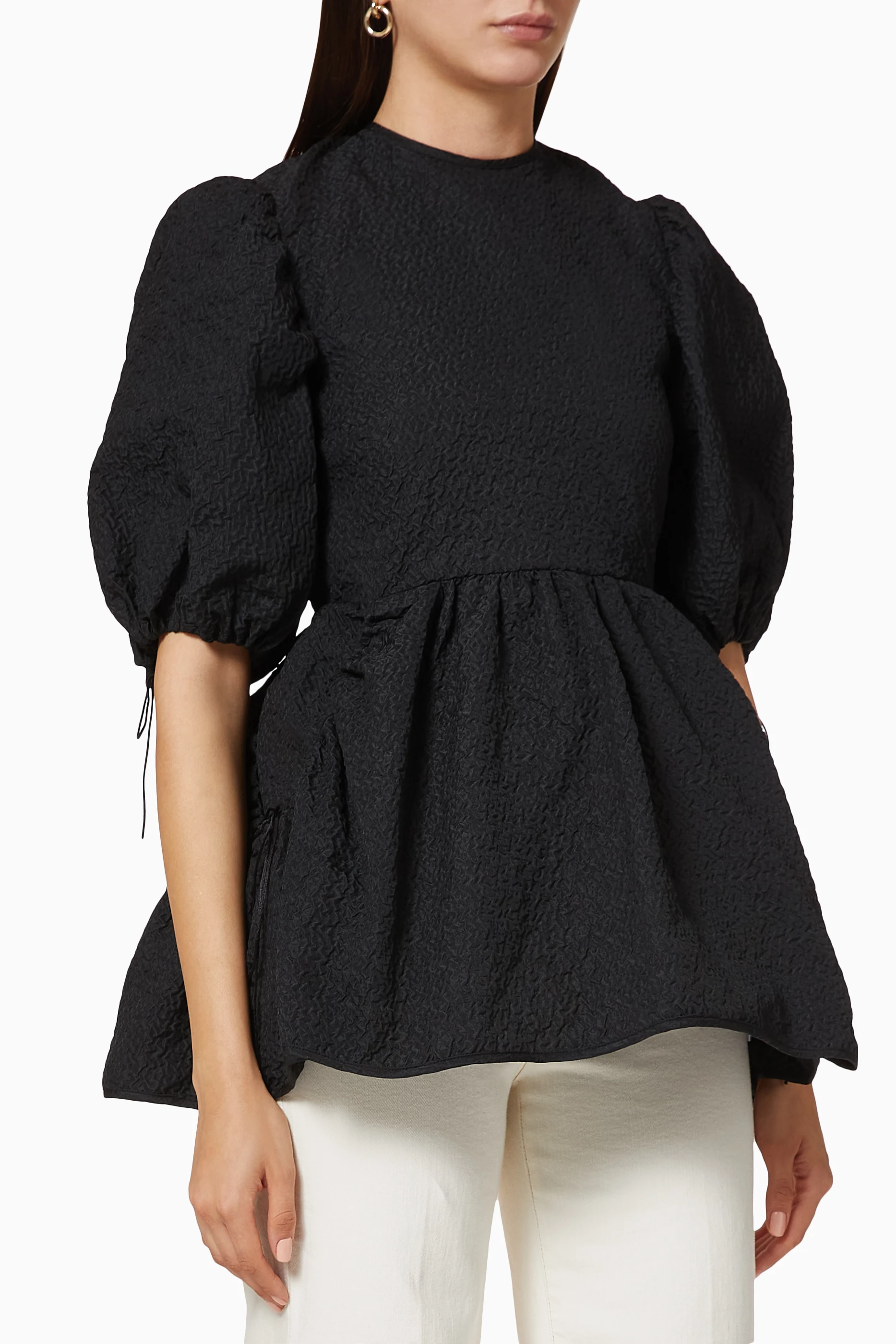 Buy Cecilie Bahnsen Black Lulu Peplum Top For Women Online 