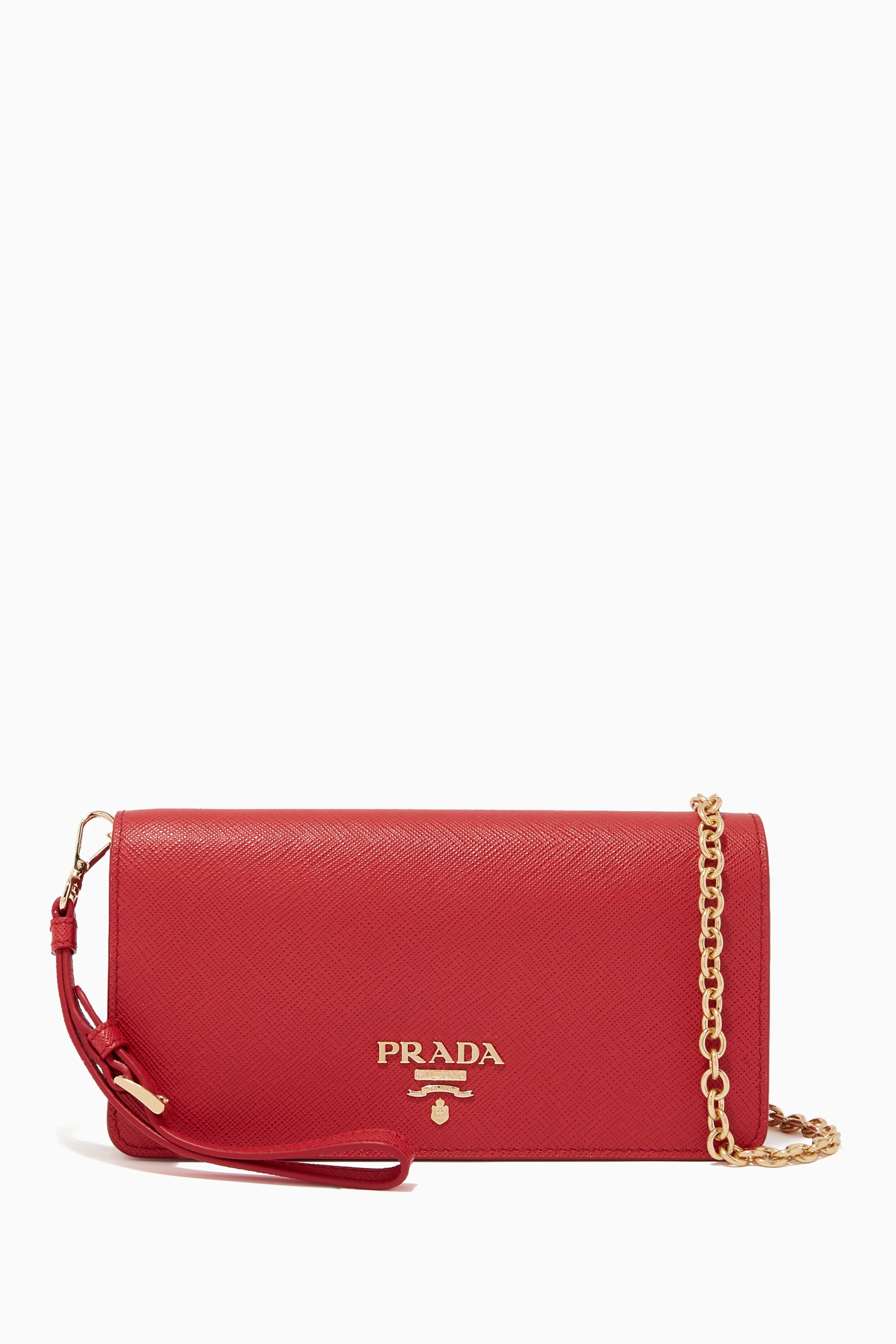 Prada wallet on chain red new arrivals