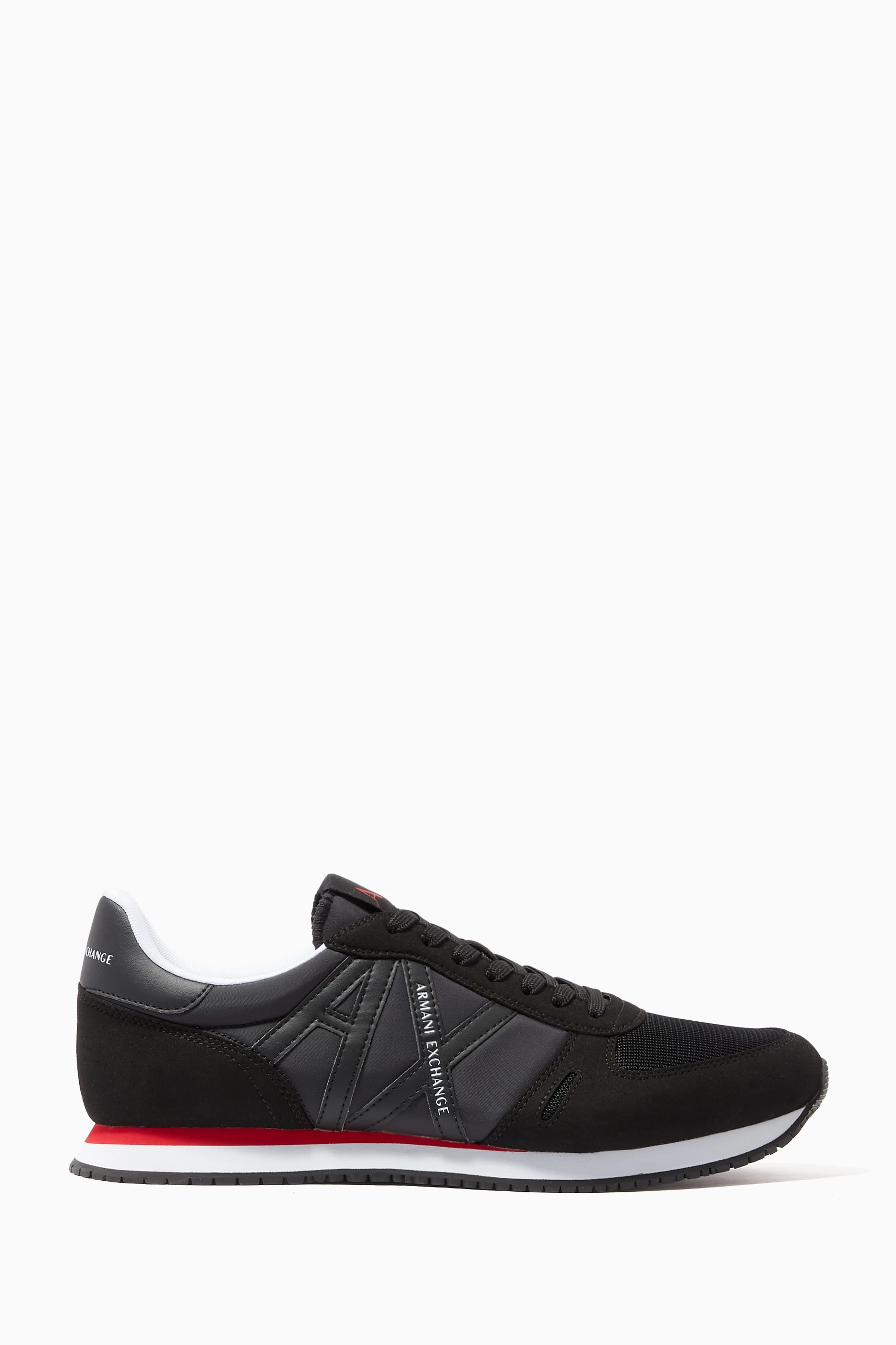 Buy Armani Exchange Black Icon Logo Sneakers in Faux Leather Fabric For Men Online Ounass Bahrain