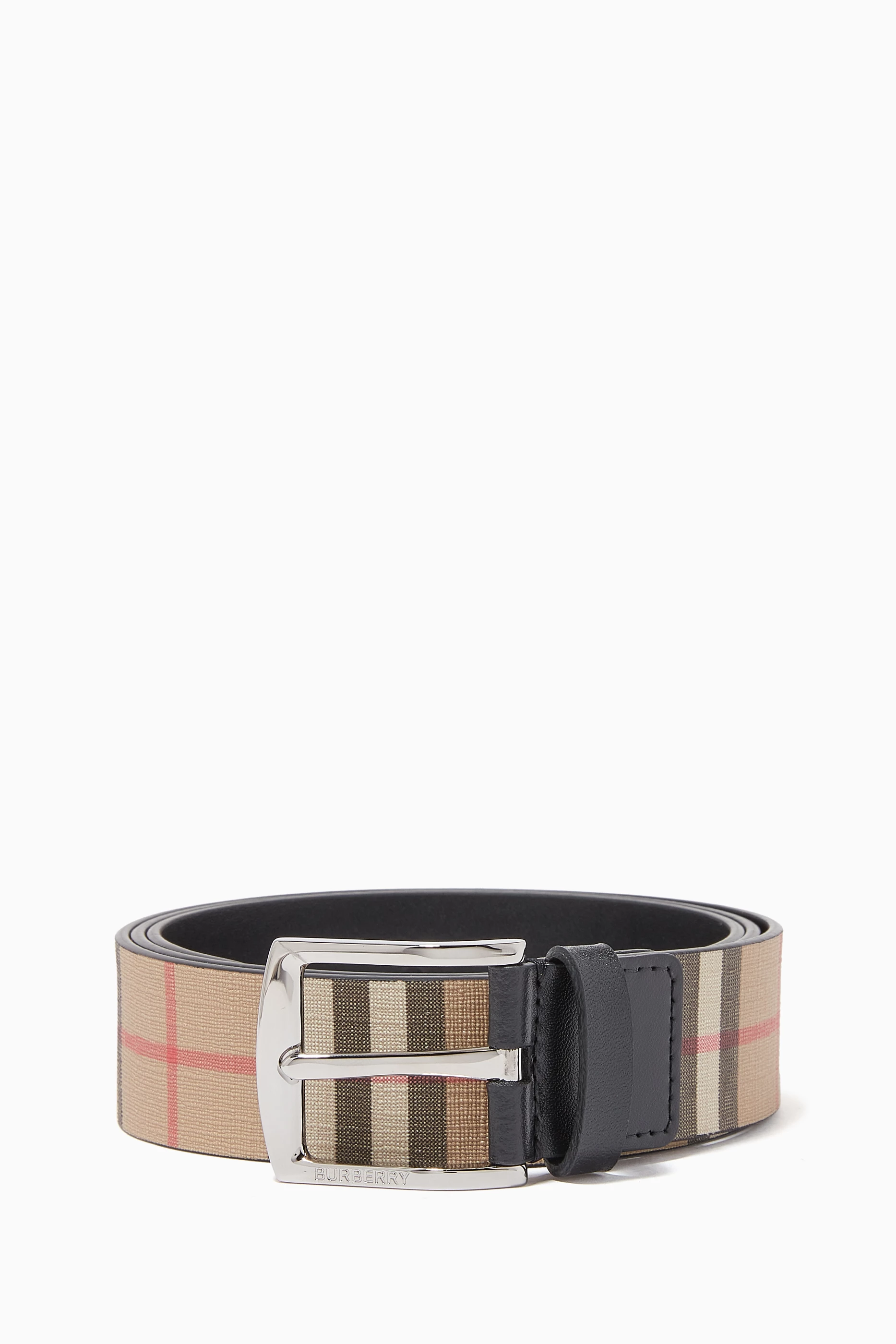 Buy Burberry Neutral Belt in Vintage Check E Canvas Leather For Men Online Ounass Bahrain