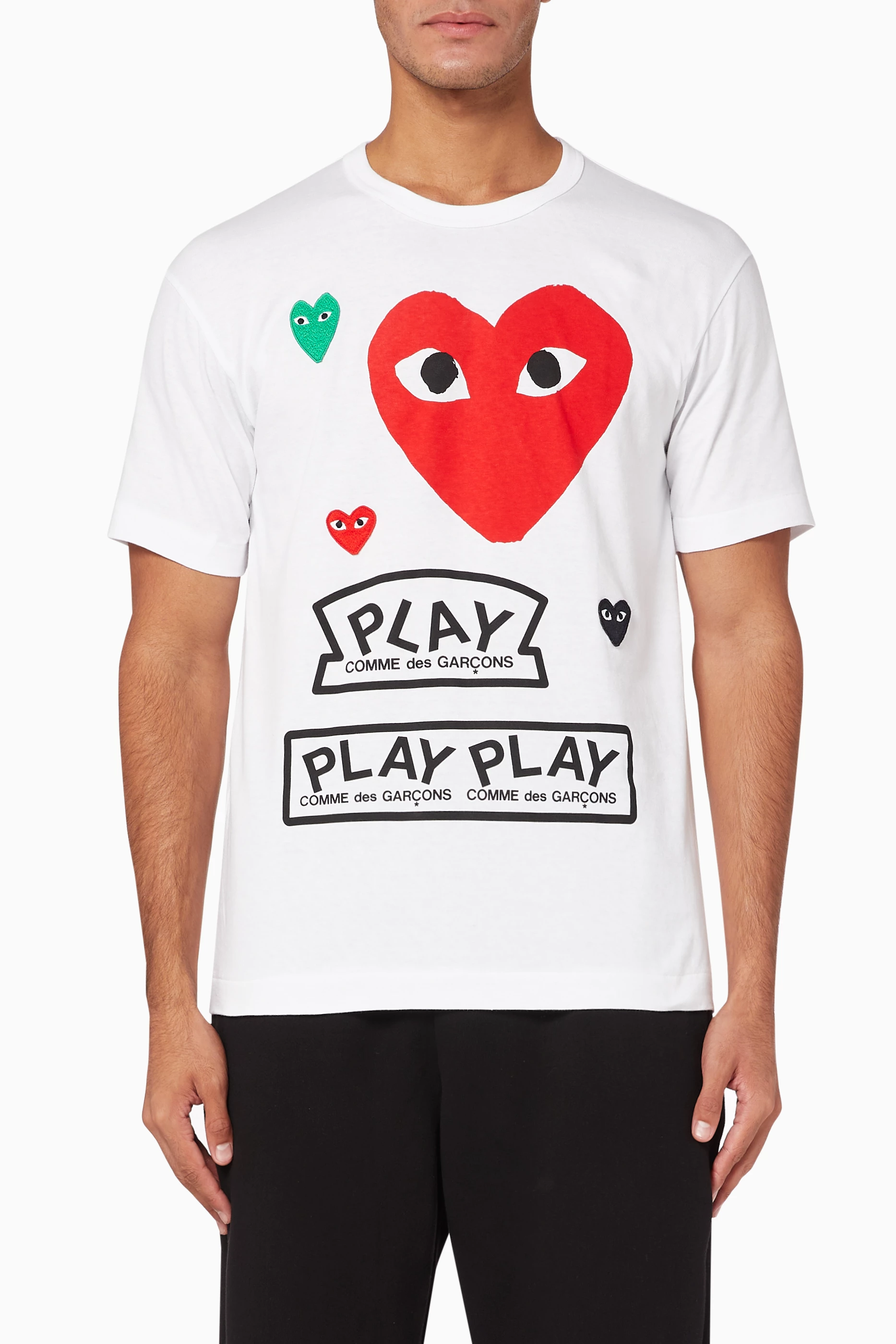 Buy Comme des Garcons PLAY White Graphic Logo Print Cotton T Shirt For Men Online Ounass Bahrain