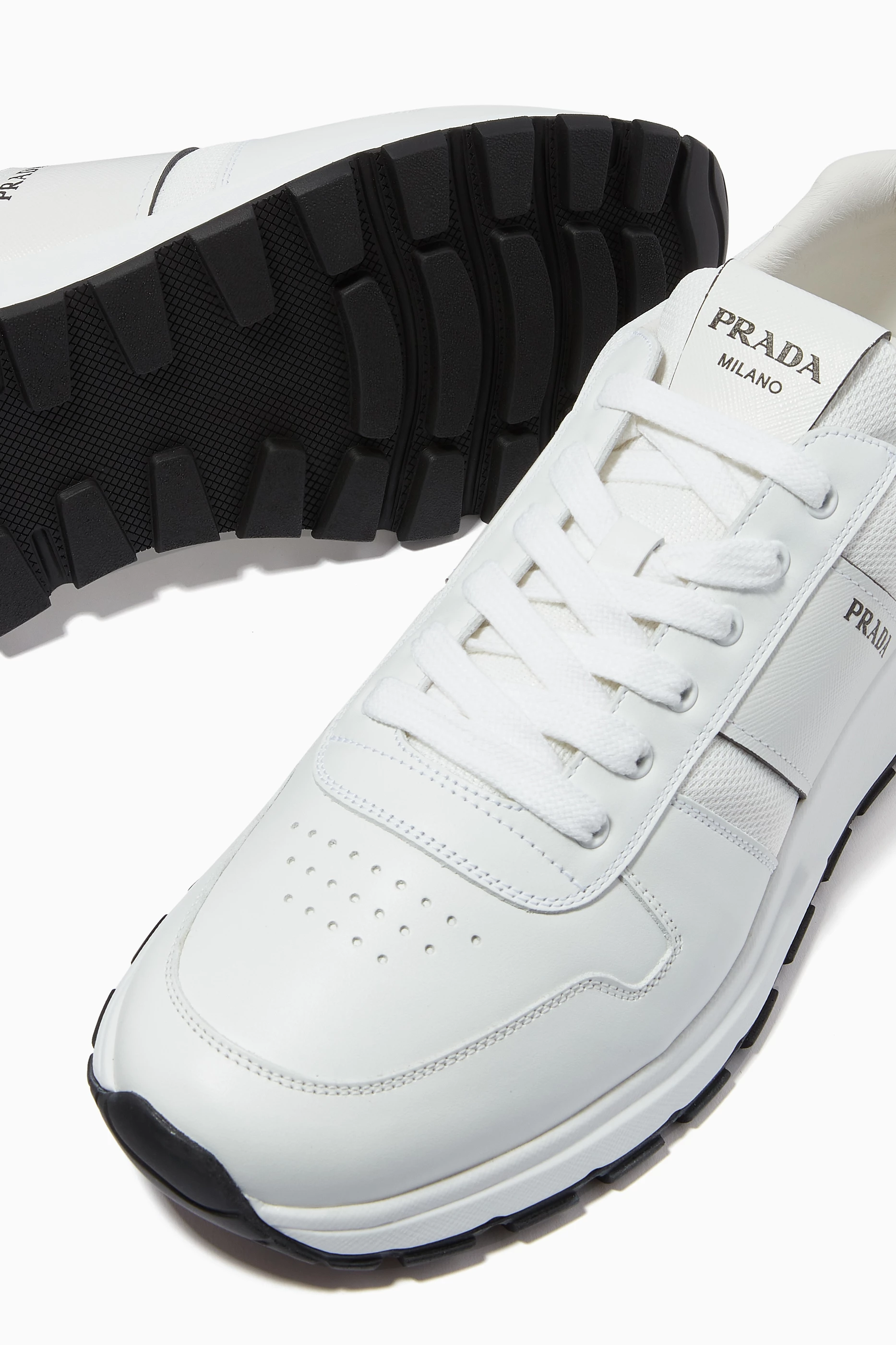 Mens white prada sneakers online