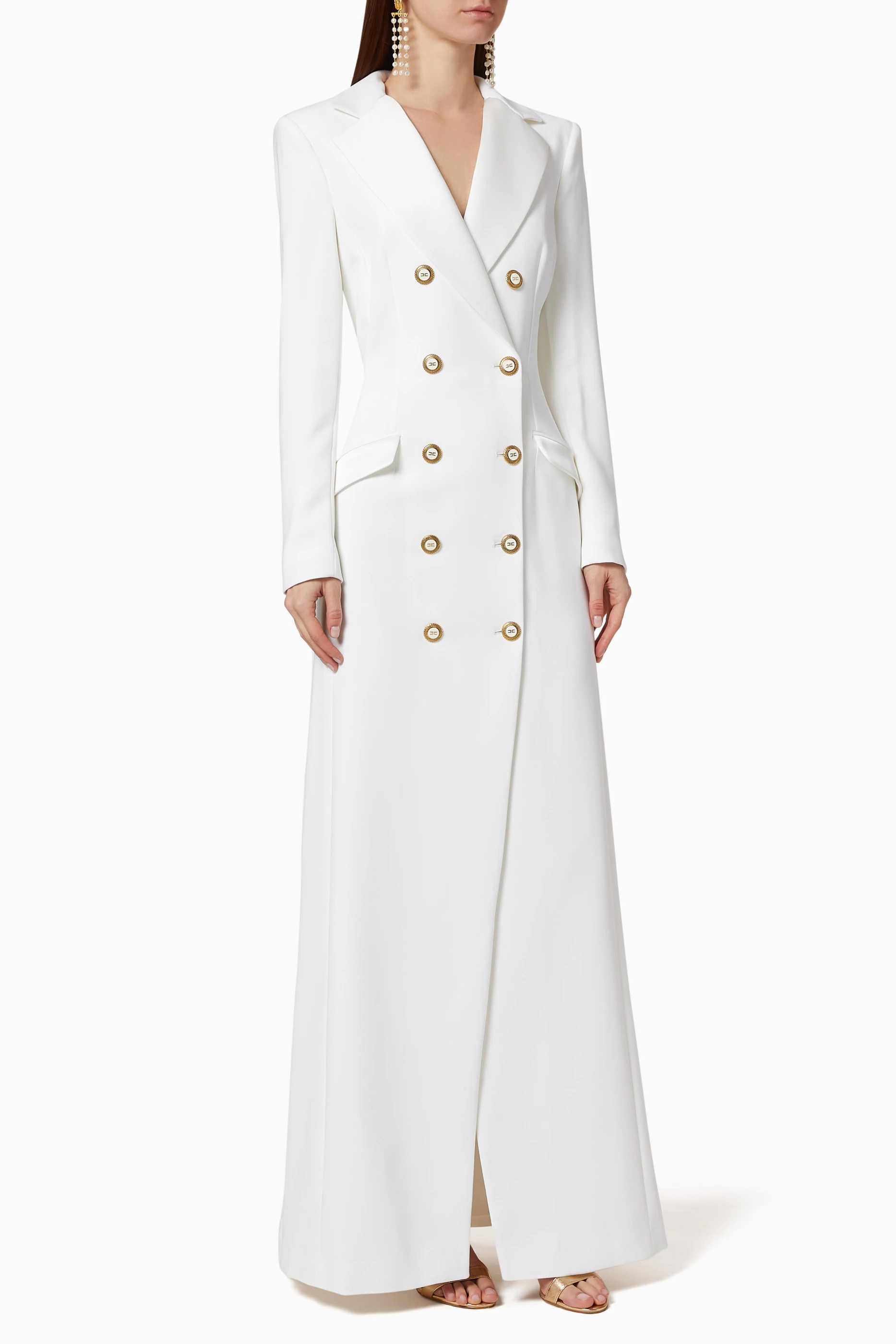 White long blazer dress top